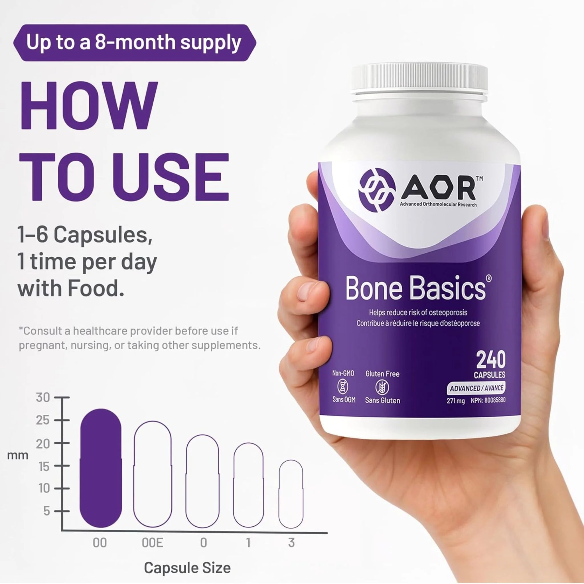 AOR Bone Basics 240 Veg-Caps - Nature's Source Inc