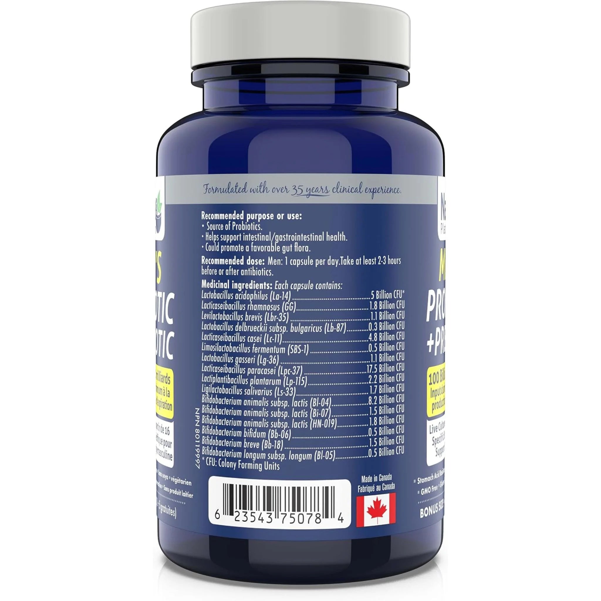 Naka Men's Probiotic + Prebiotic 100M 35c - Nature's Source Inc