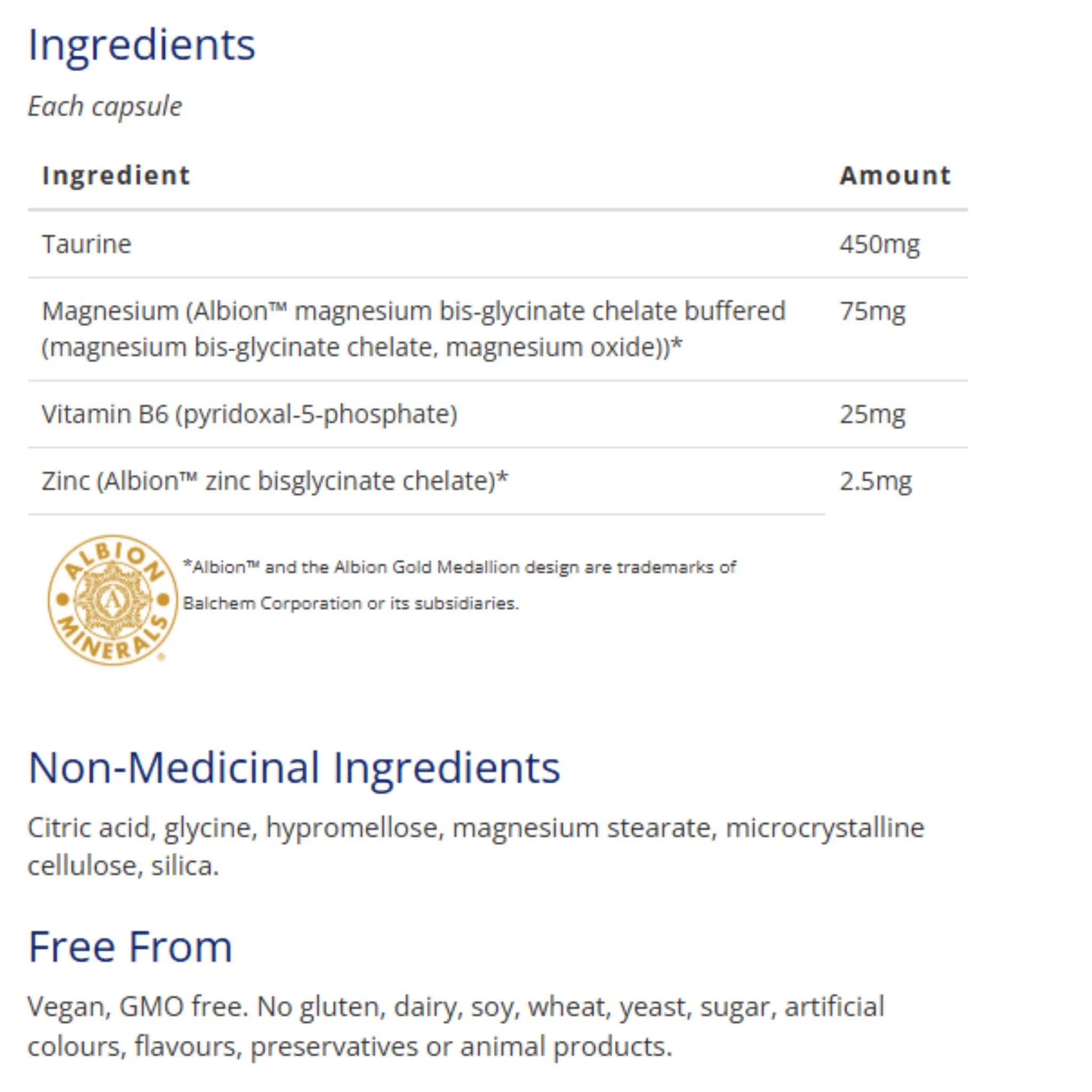 CanPrev Magnesium-Taurine-B6-Zinc for Cardio 120c - Nature's Source Inc