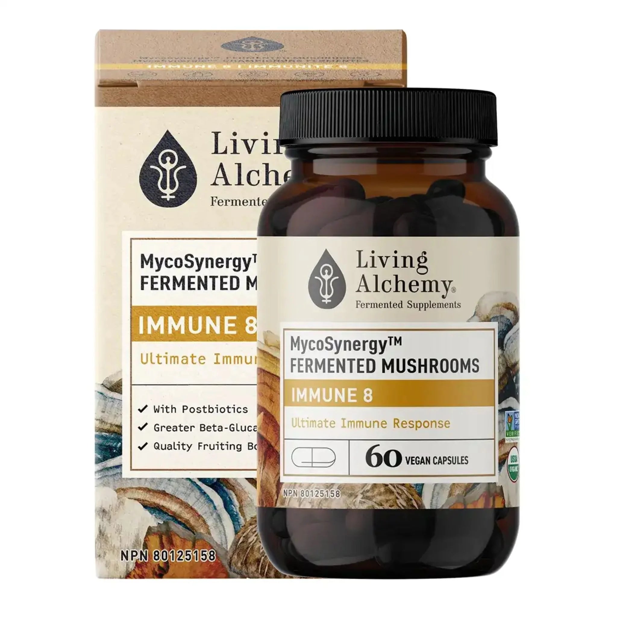 Living Alchemy MycoSynergy Fermented Mushrooms Immune 8, 60 Vegan Capsules - Nature's Source Inc
