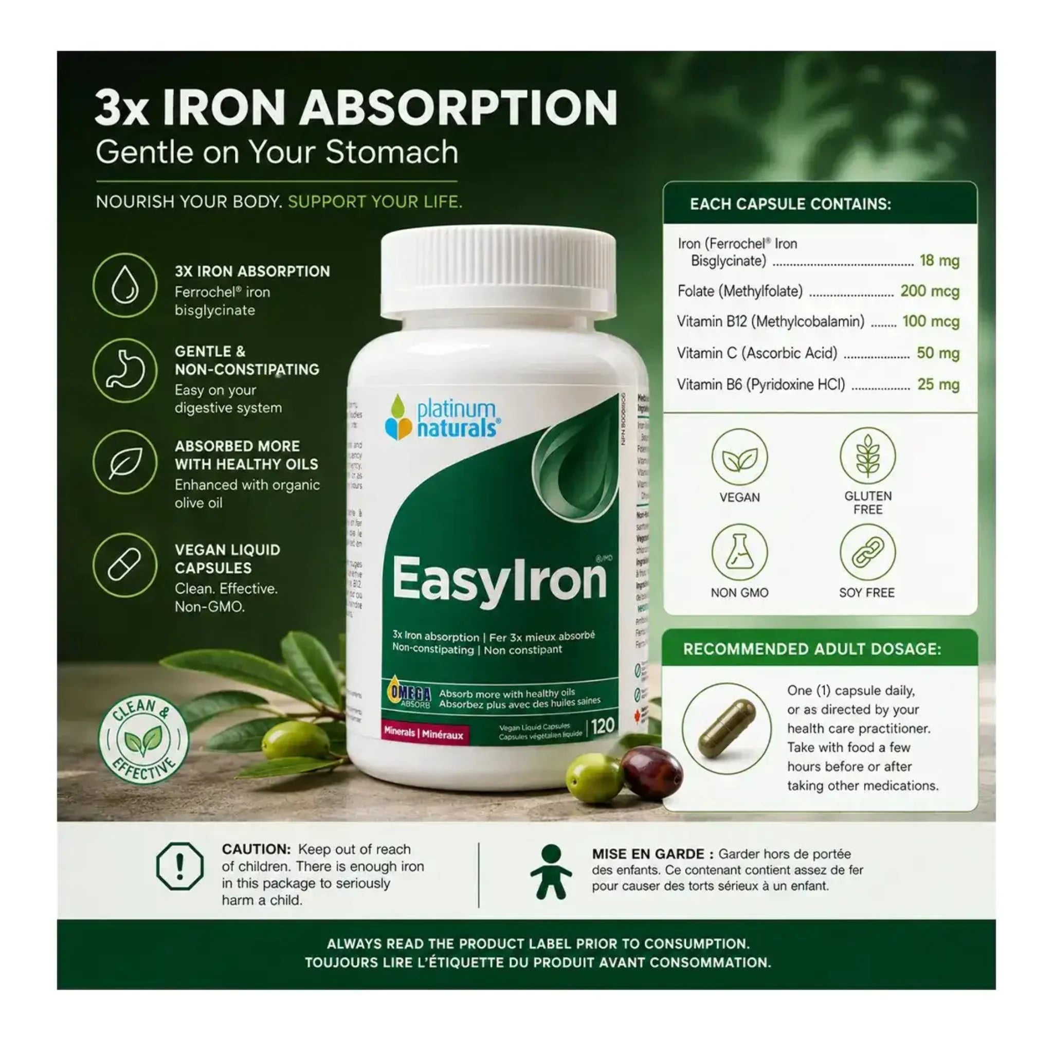 Platinum Naturals Easy Iron 120 Veg-Caps - Nature's Source Inc