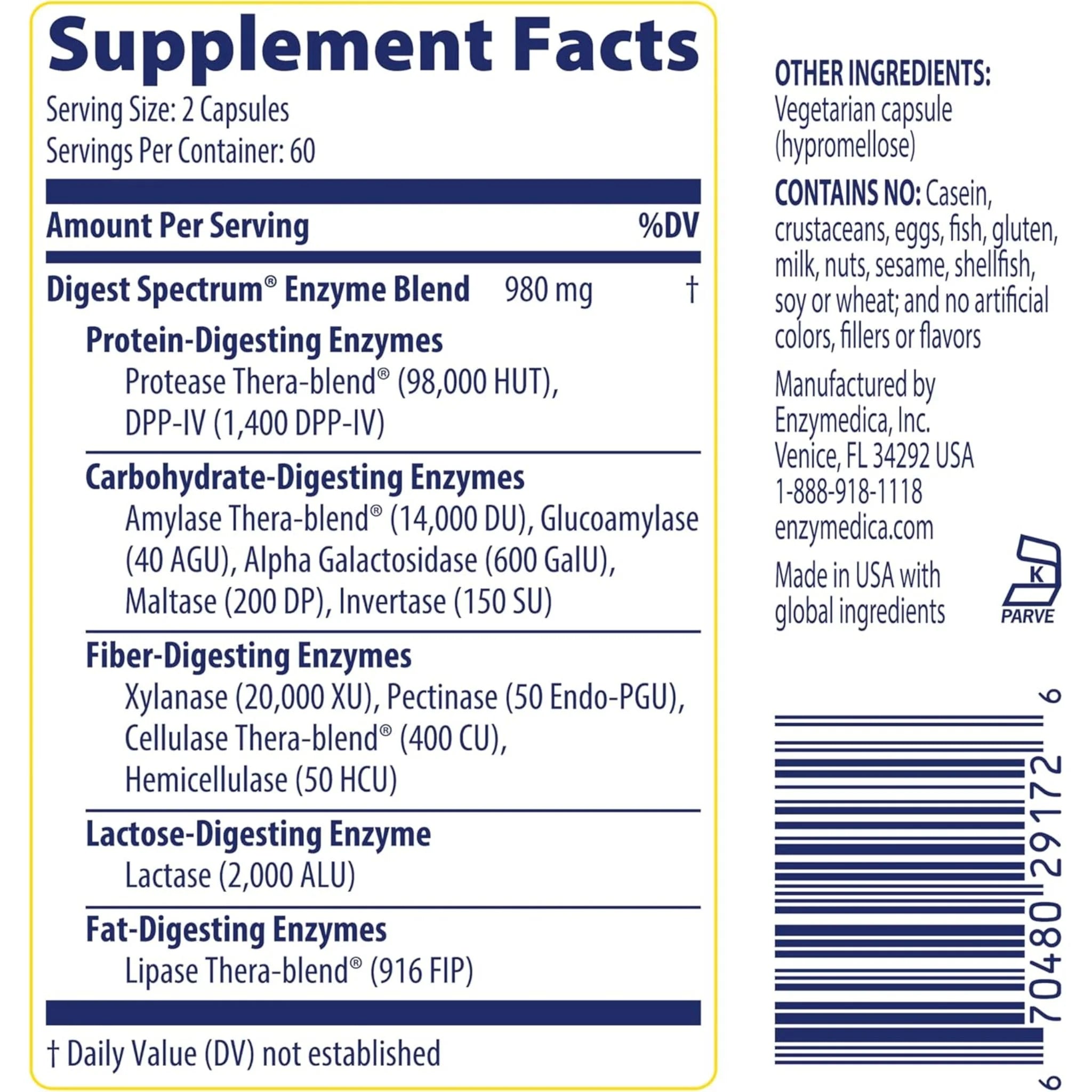Enzymedica Digest Spectrum 120 Capsules - Nature's Source Inc