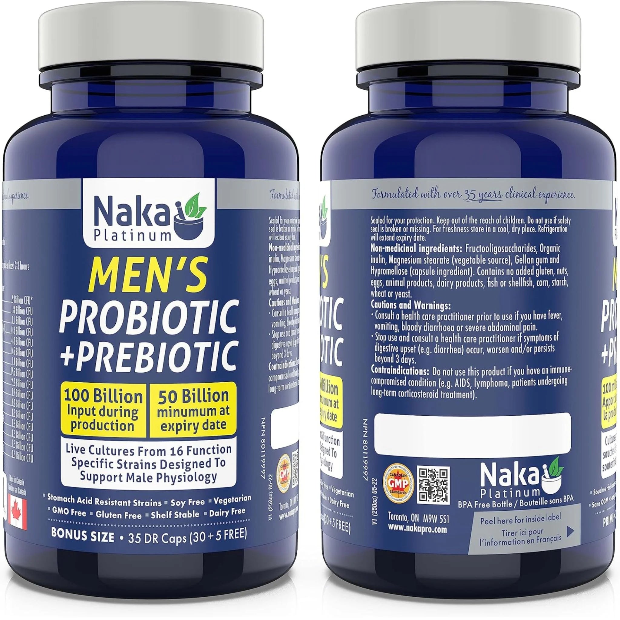 Naka Men's Probiotic + Prebiotic 100M 35c - Nature's Source Inc