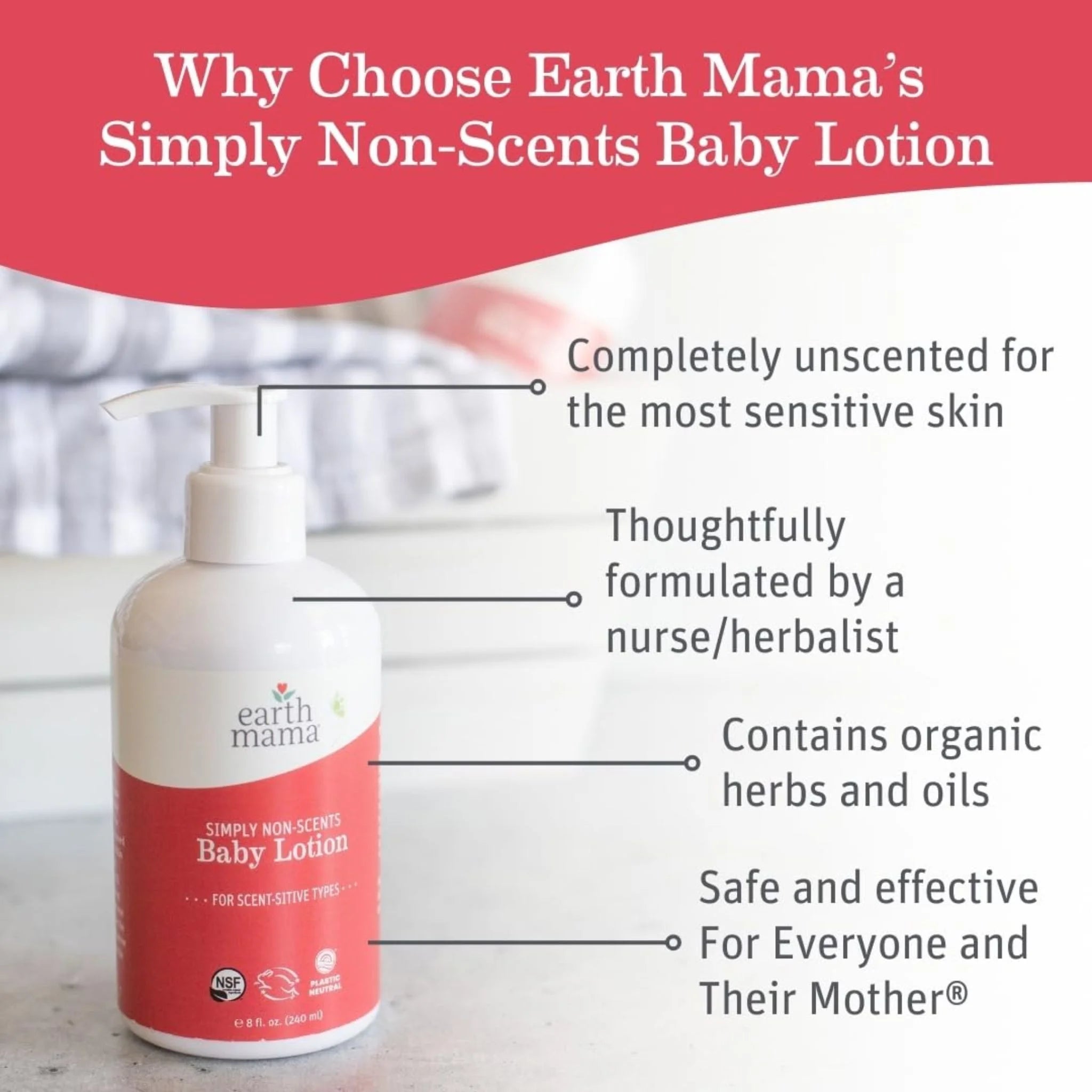 Earth Mama Organic Non-Scent Baby Lotion 240ml - Nature's Source Inc