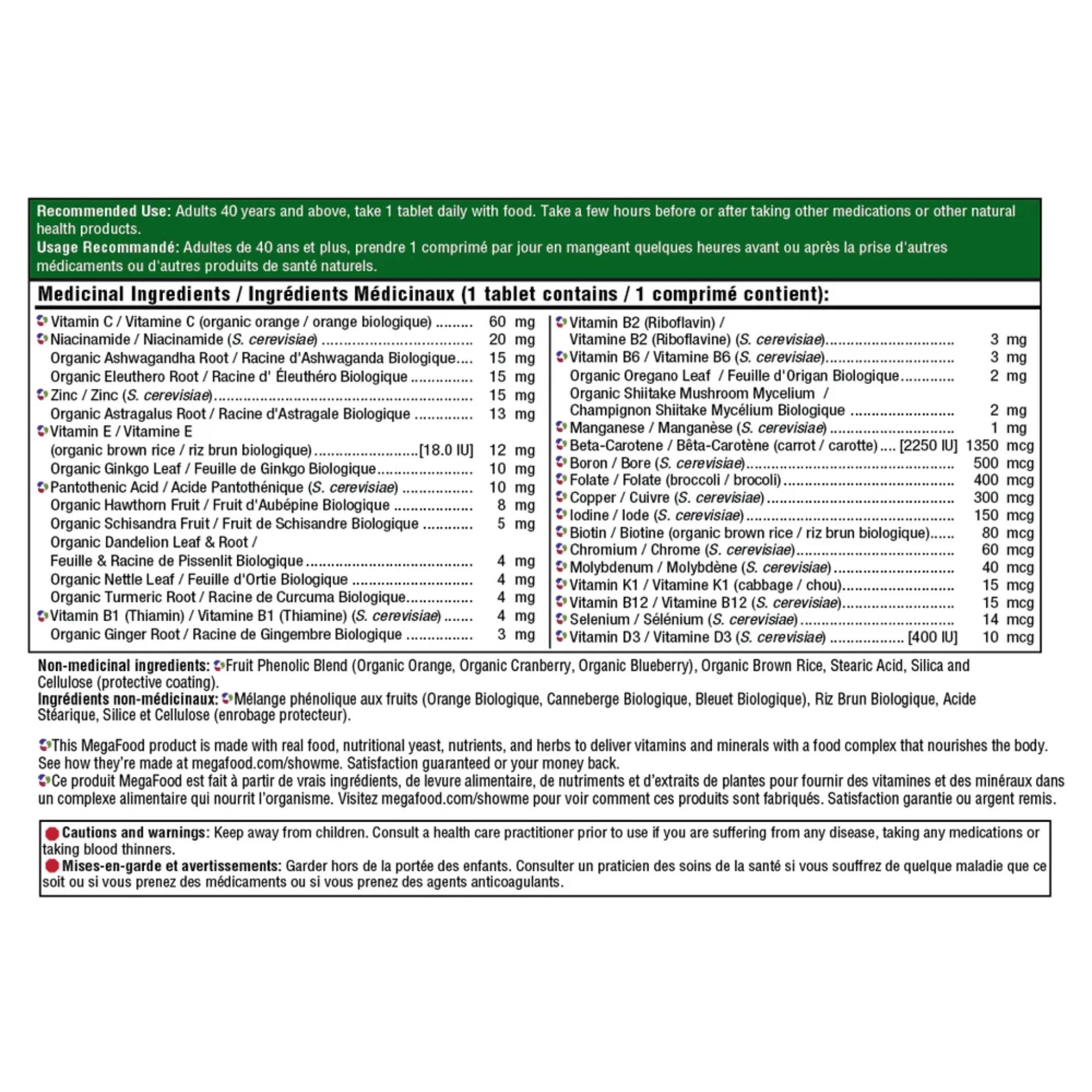 MegaFood Men Over 40 One Daily 72 Tablets - Nature's Source Inc