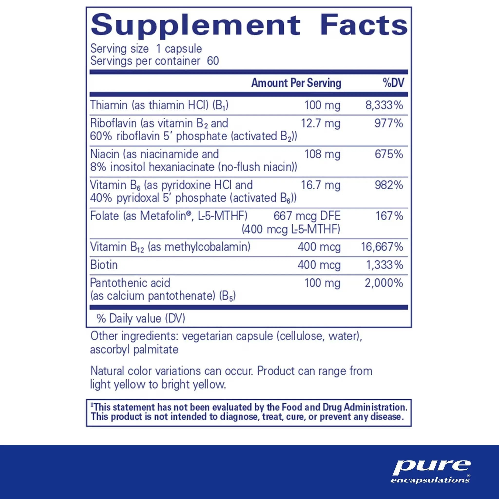 Pure Encapsulations B-Complex Plus - 60 Capsules