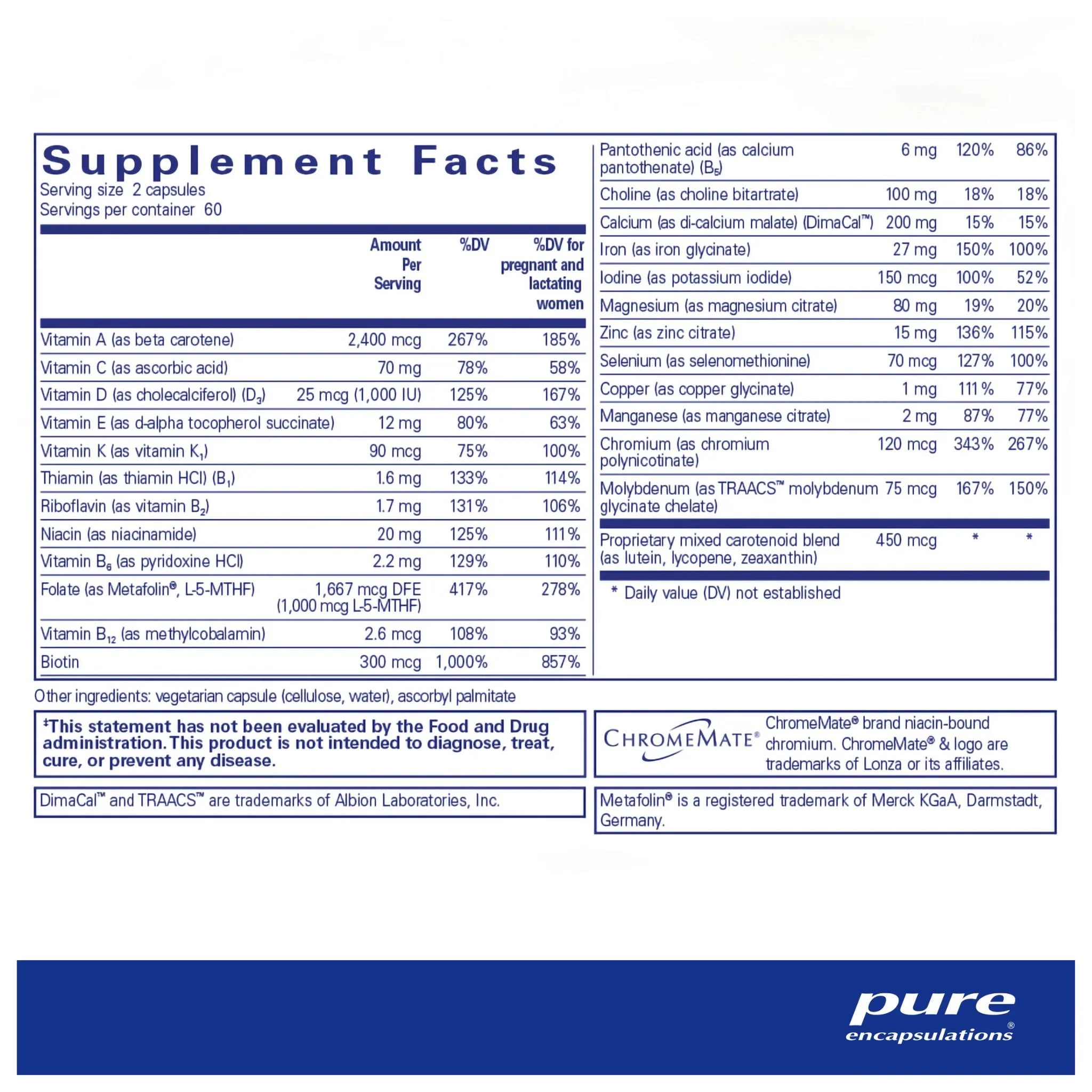 Pure Encapsulations PreNatal Nutrients, 120 Vegan Capsules - Nature's Source Inc