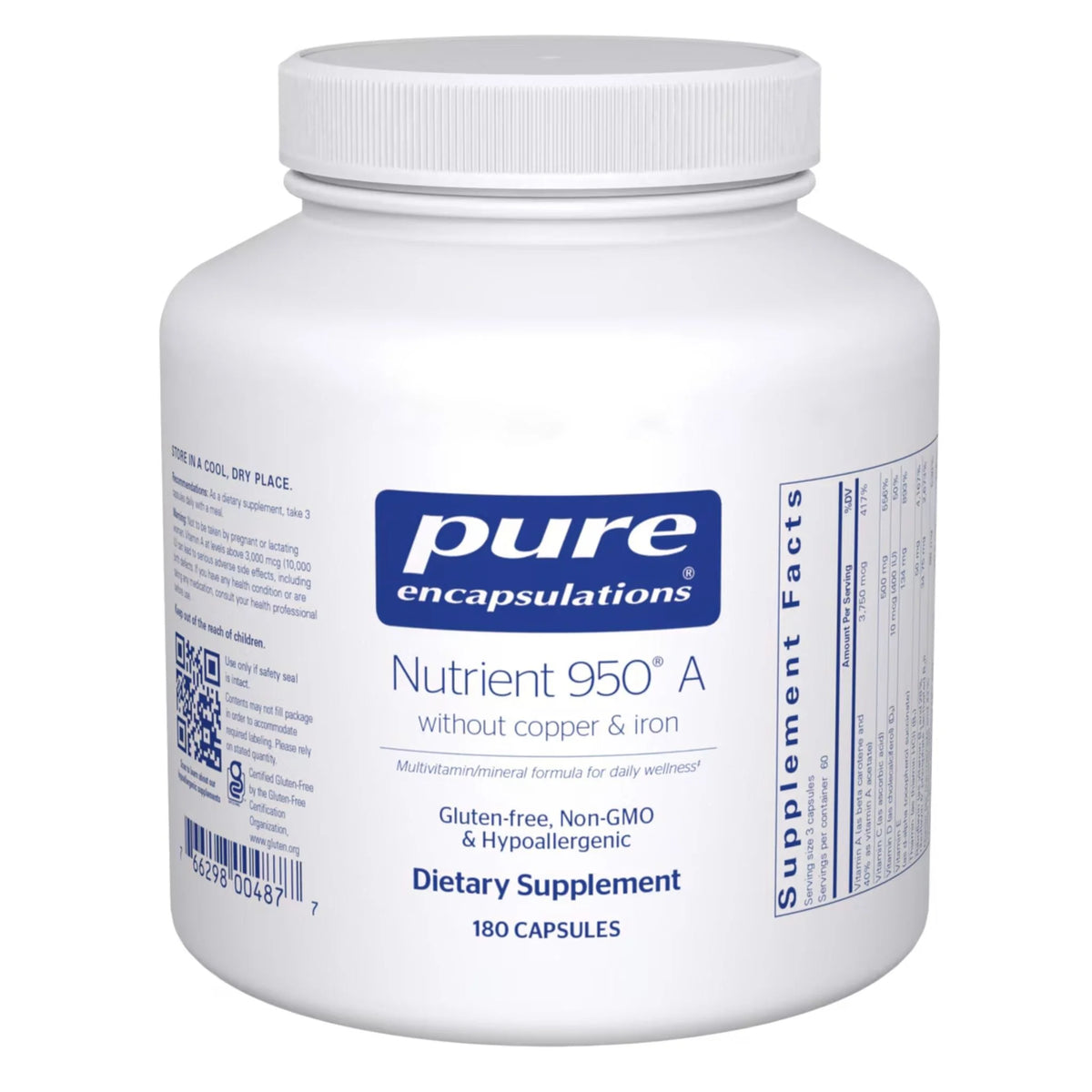 Pure Encapsulations Nutrient 950 Without Iron 180 Vegan Capsules - Nature's Source Inc