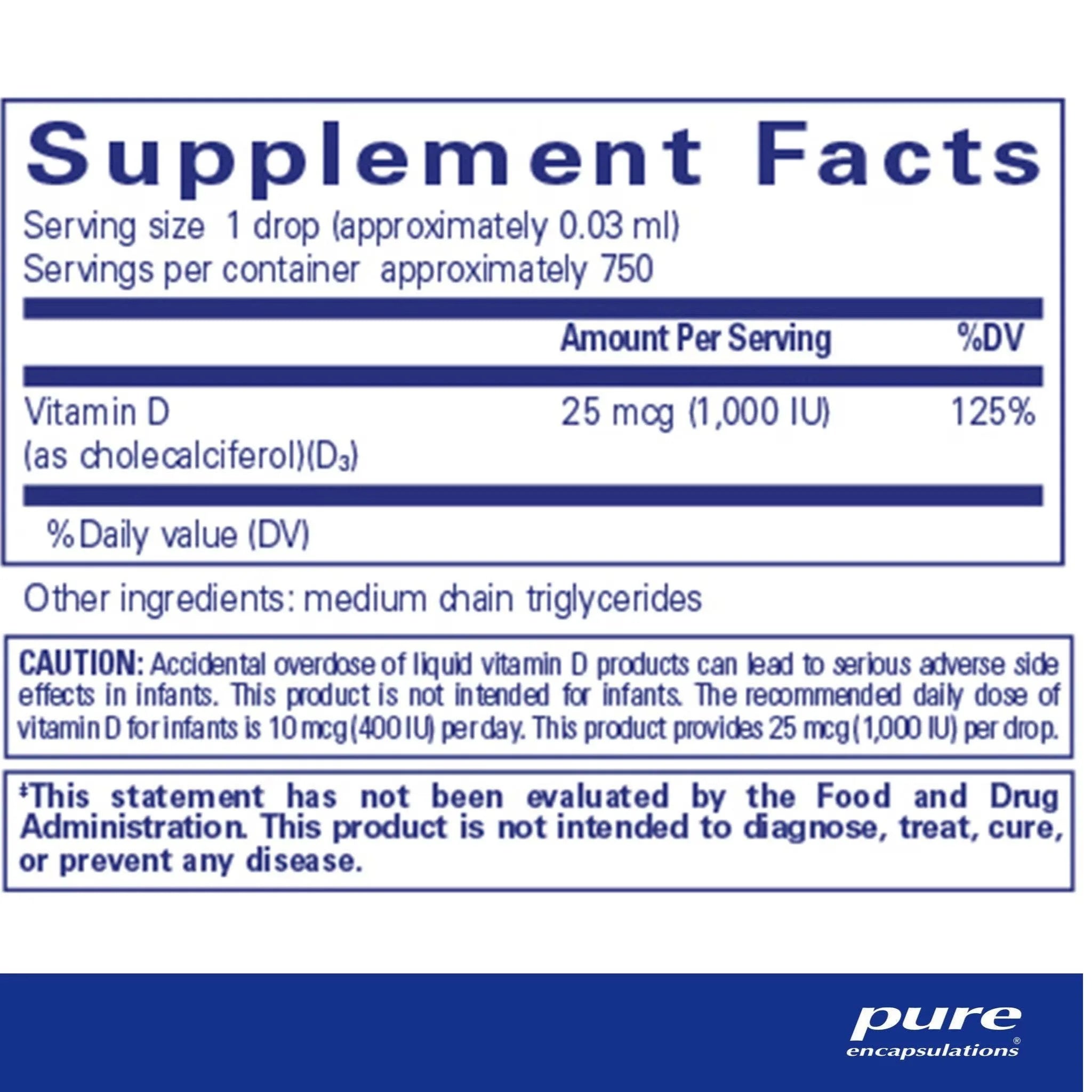 Pure Encapsulations Vitamin D3 Liquid - 22.5ml