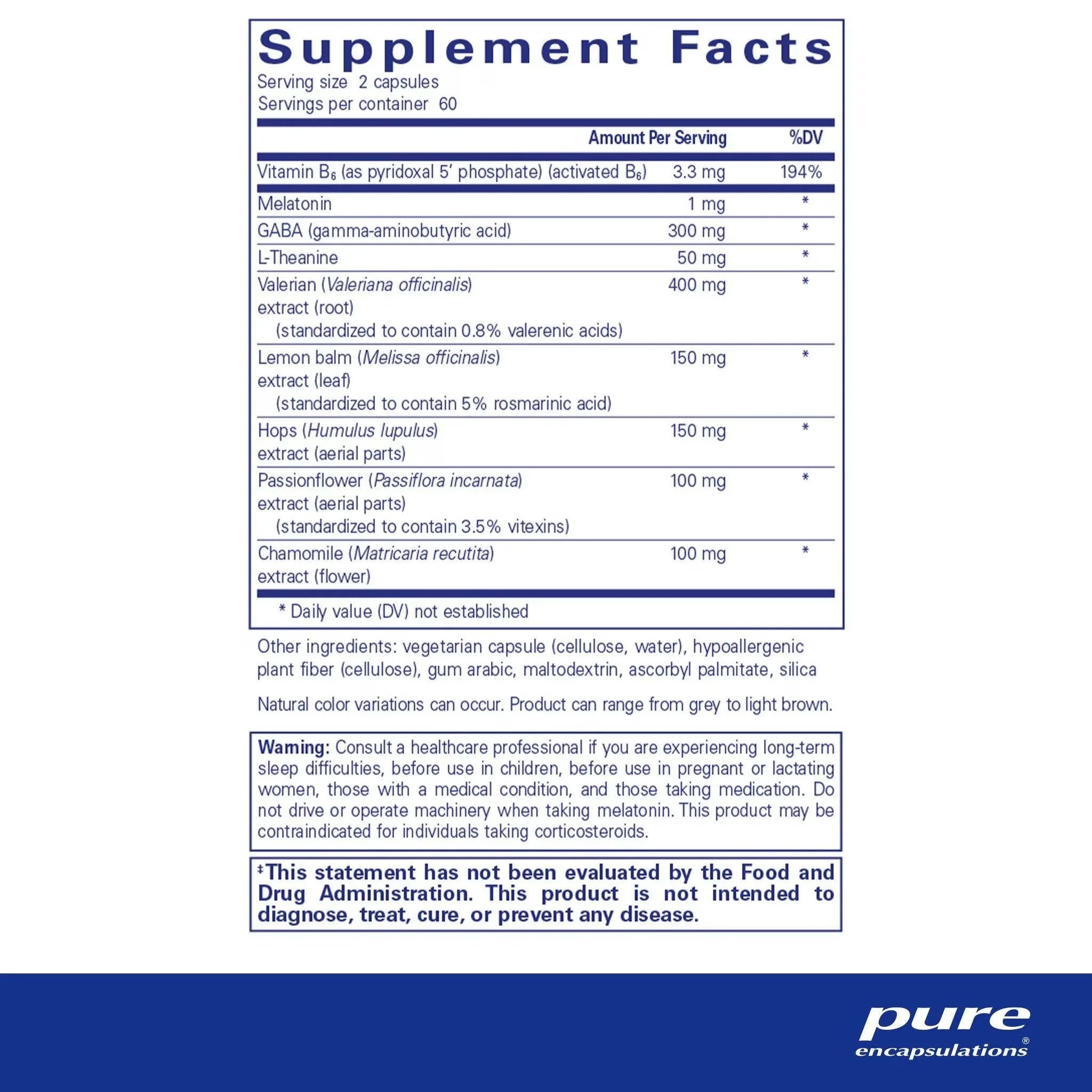 Pure Encapsulations Best-Rest Formula 120 Vegetable Capsules
