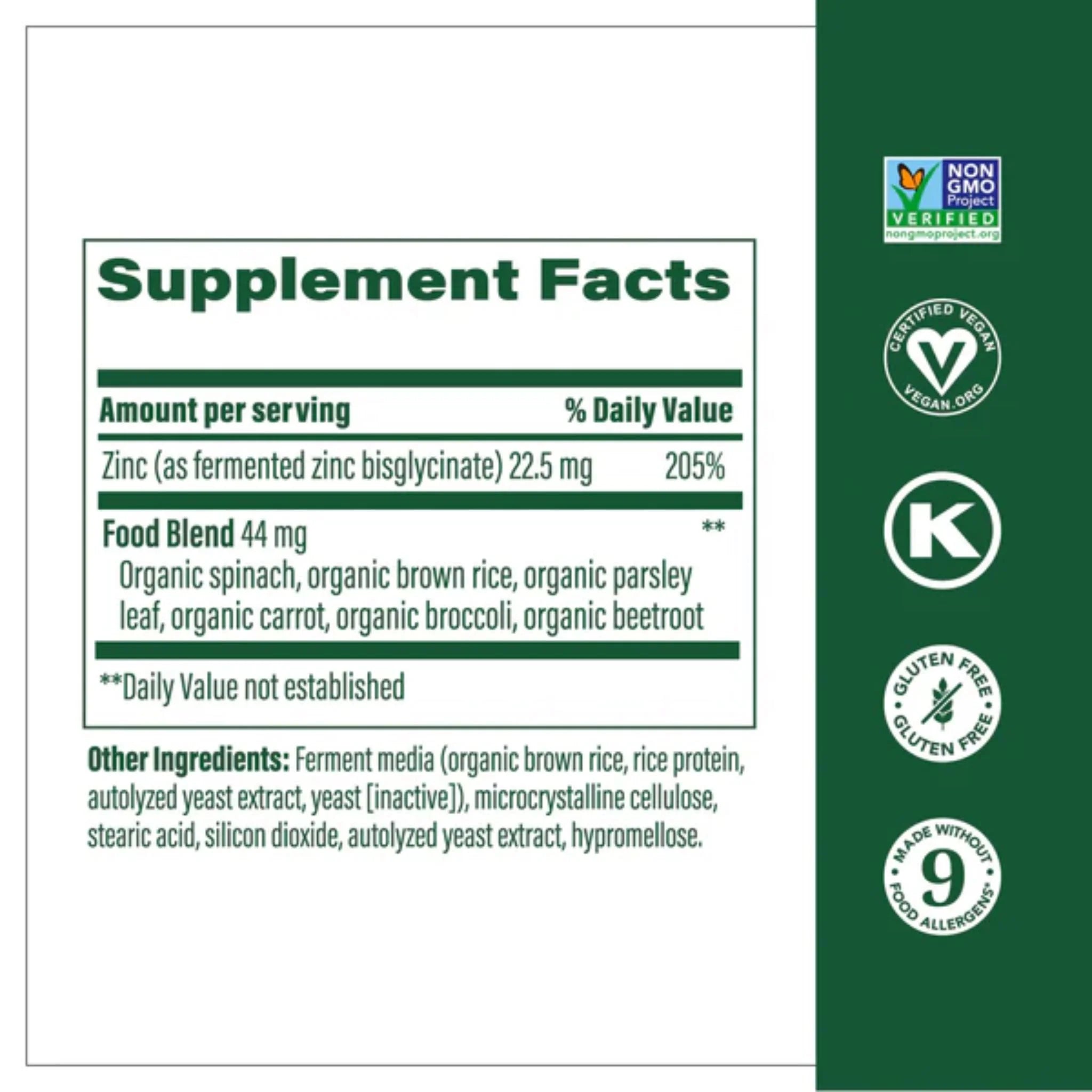 MegaFood Zinc 60 Tablets - Nature's Source Inc