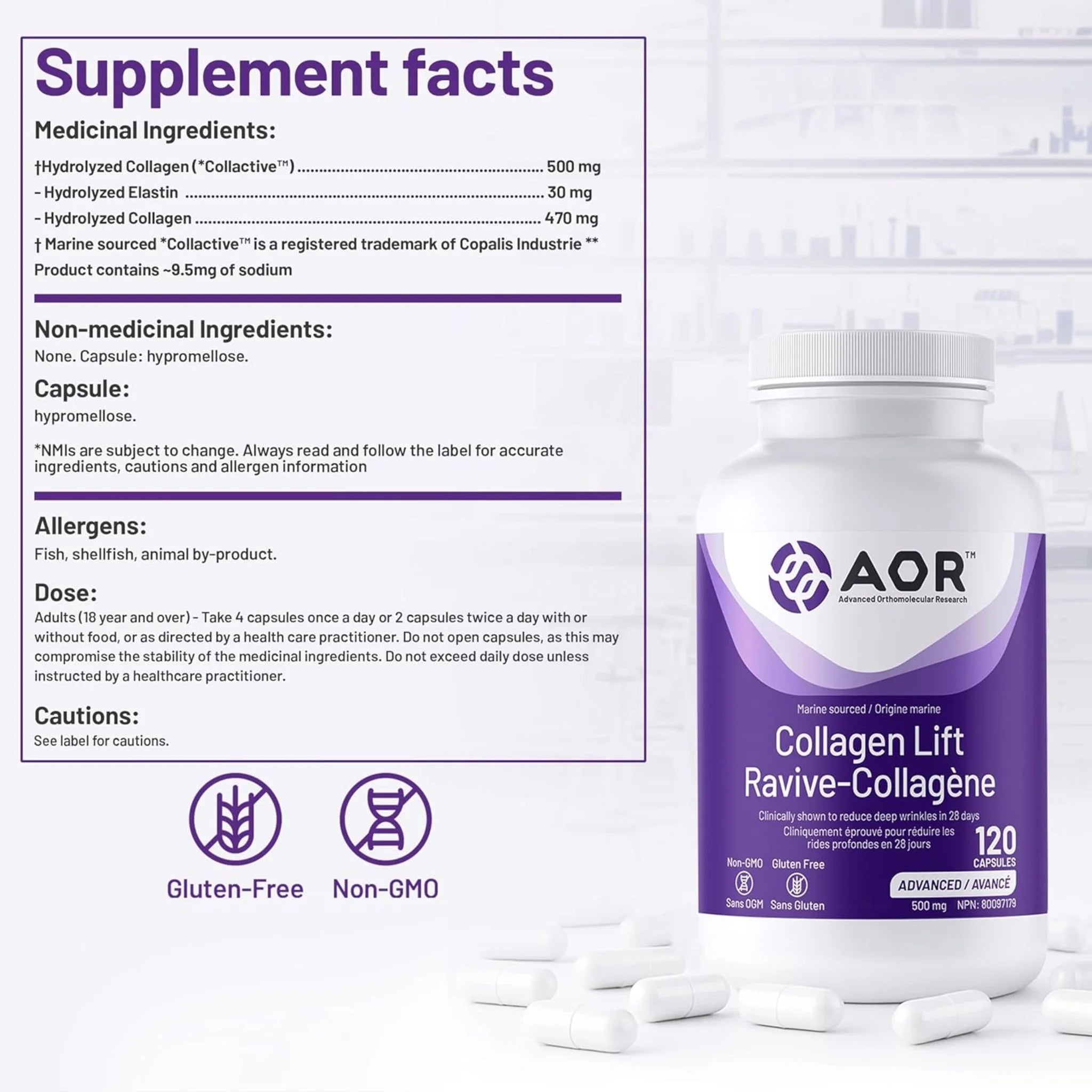 AOR Collagen Lift (Skin Health) 120 Capsules - Nature's Source Inc
