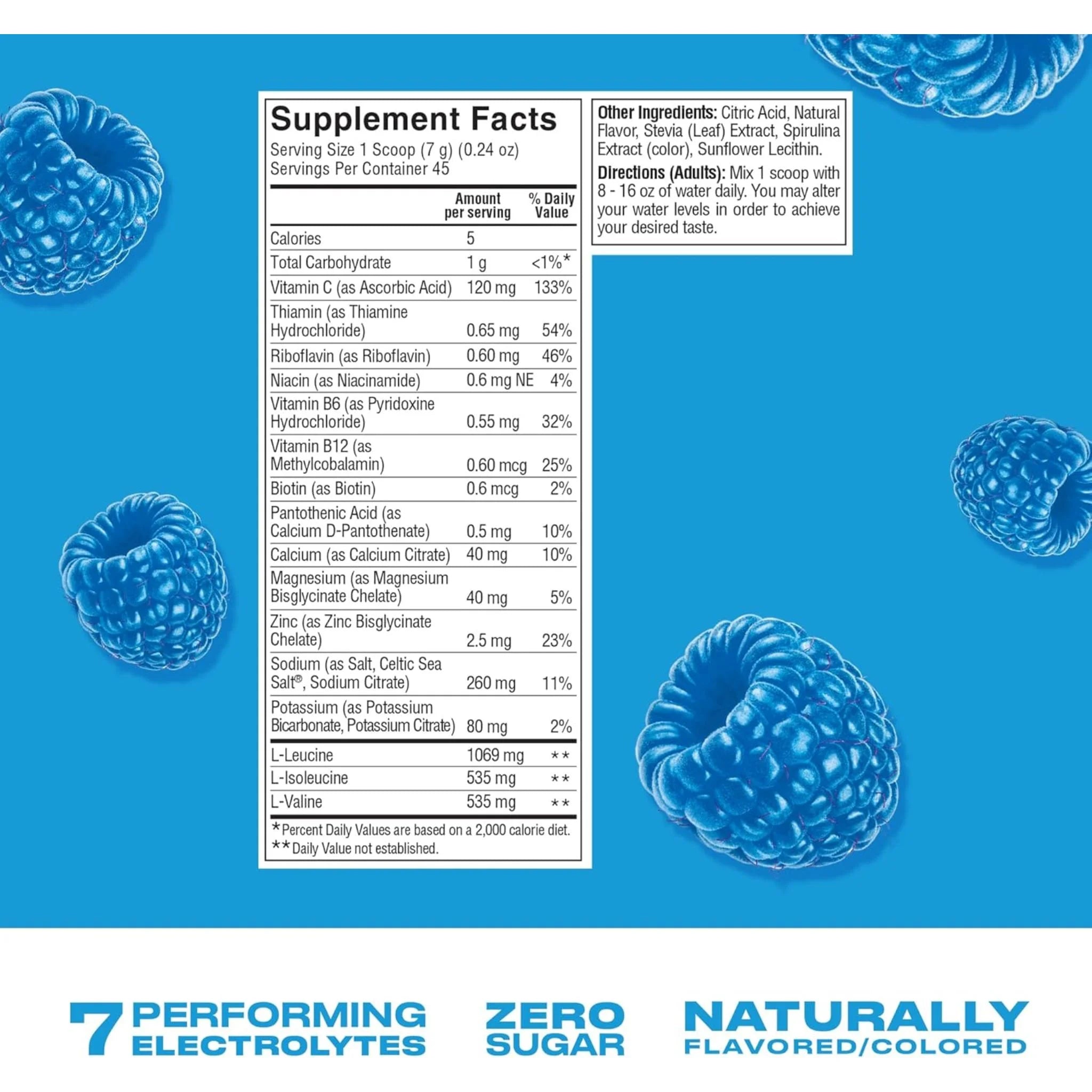 Cwench Hydration Mix Blue Raspberry 315g - Nature's Source Inc