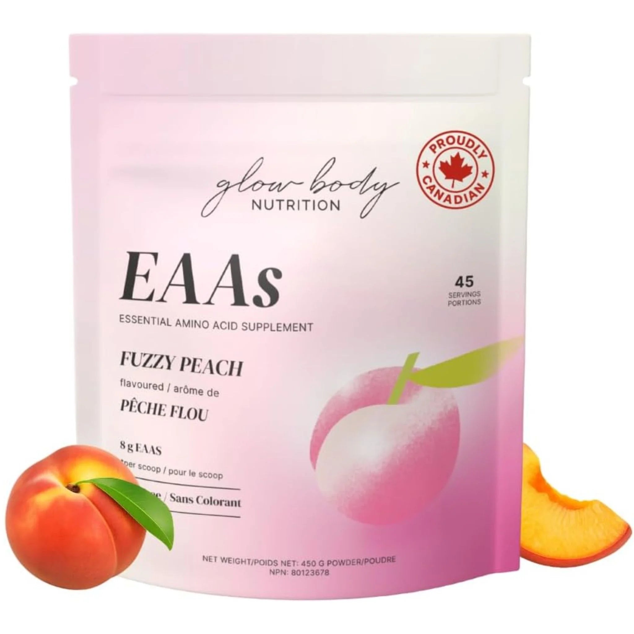 Glow Body EAAs Amino Fuzzy Peach 450g - Nature's Source Inc