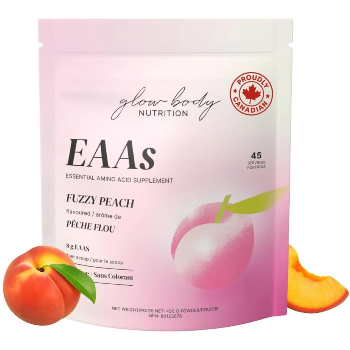 Glow Body EAAs Amino Fuzzy Peach 450g - Nature's Source Inc