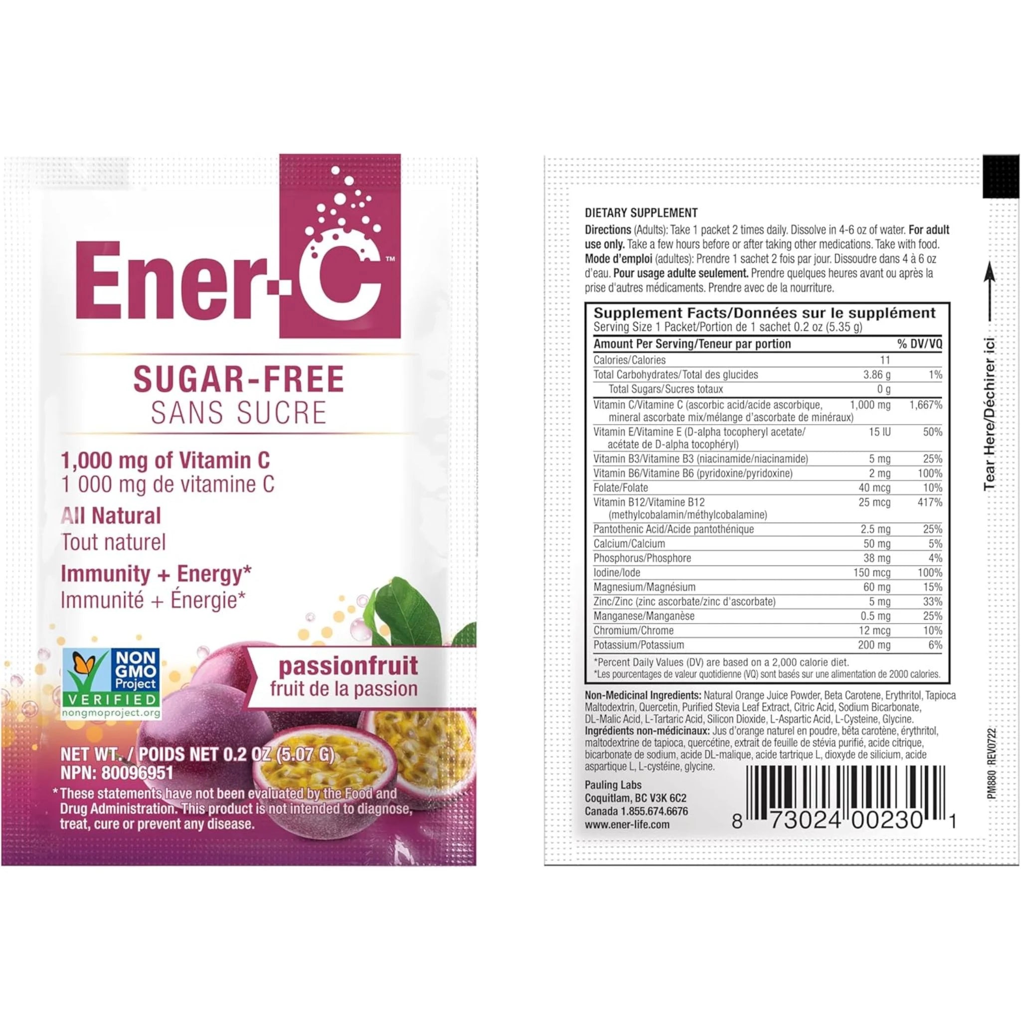 Ener-C Sugar Free Passionfruit 30 Packets - Nature's Source Inc