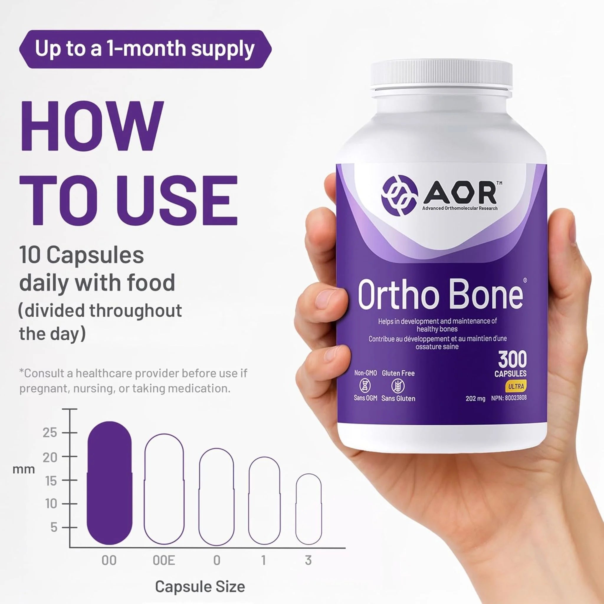 AOR Ortho Bone 300 Veg-Caps - Nature's Source Inc
