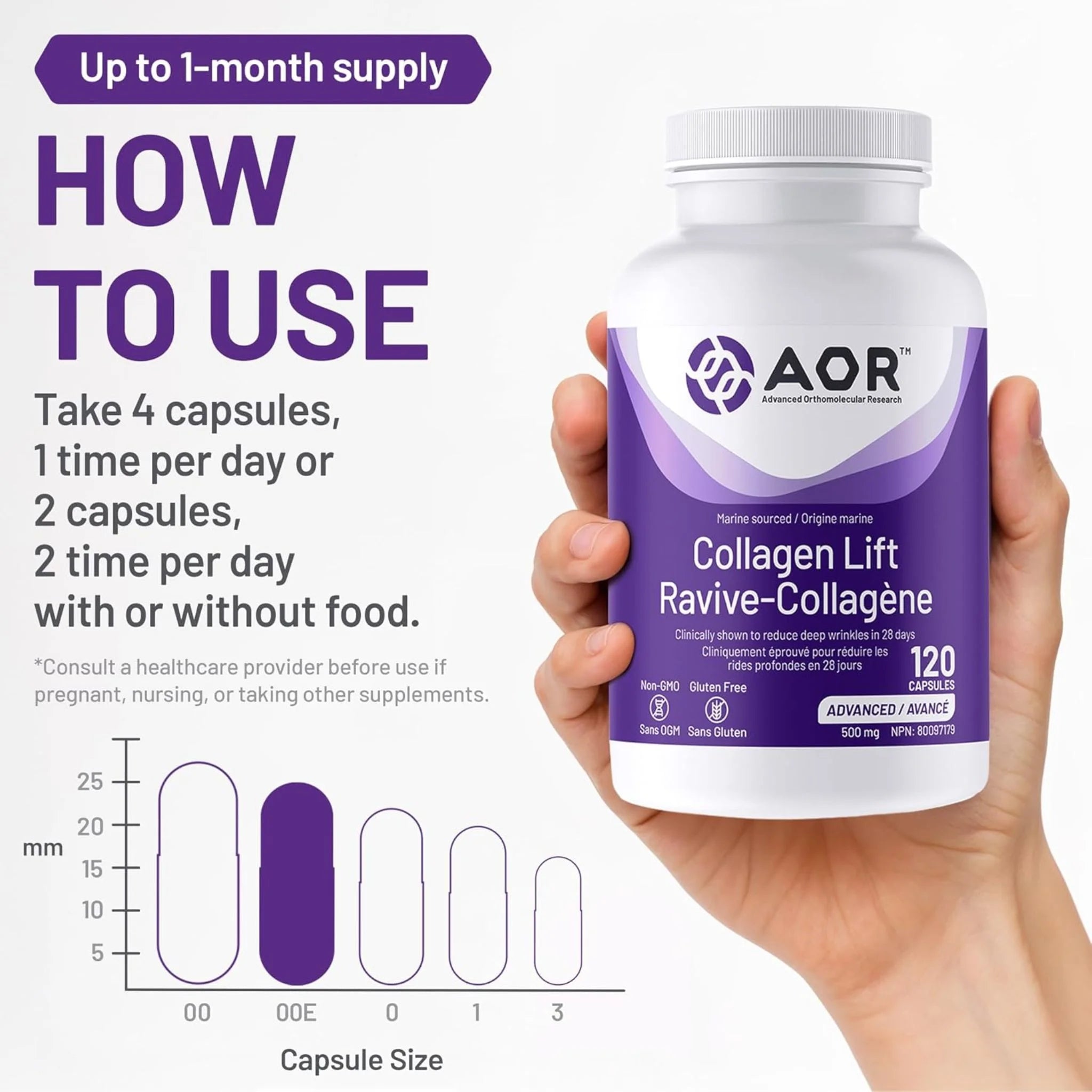 AOR Collagen Lift (Skin Health) 120 Capsules - Nature's Source Inc