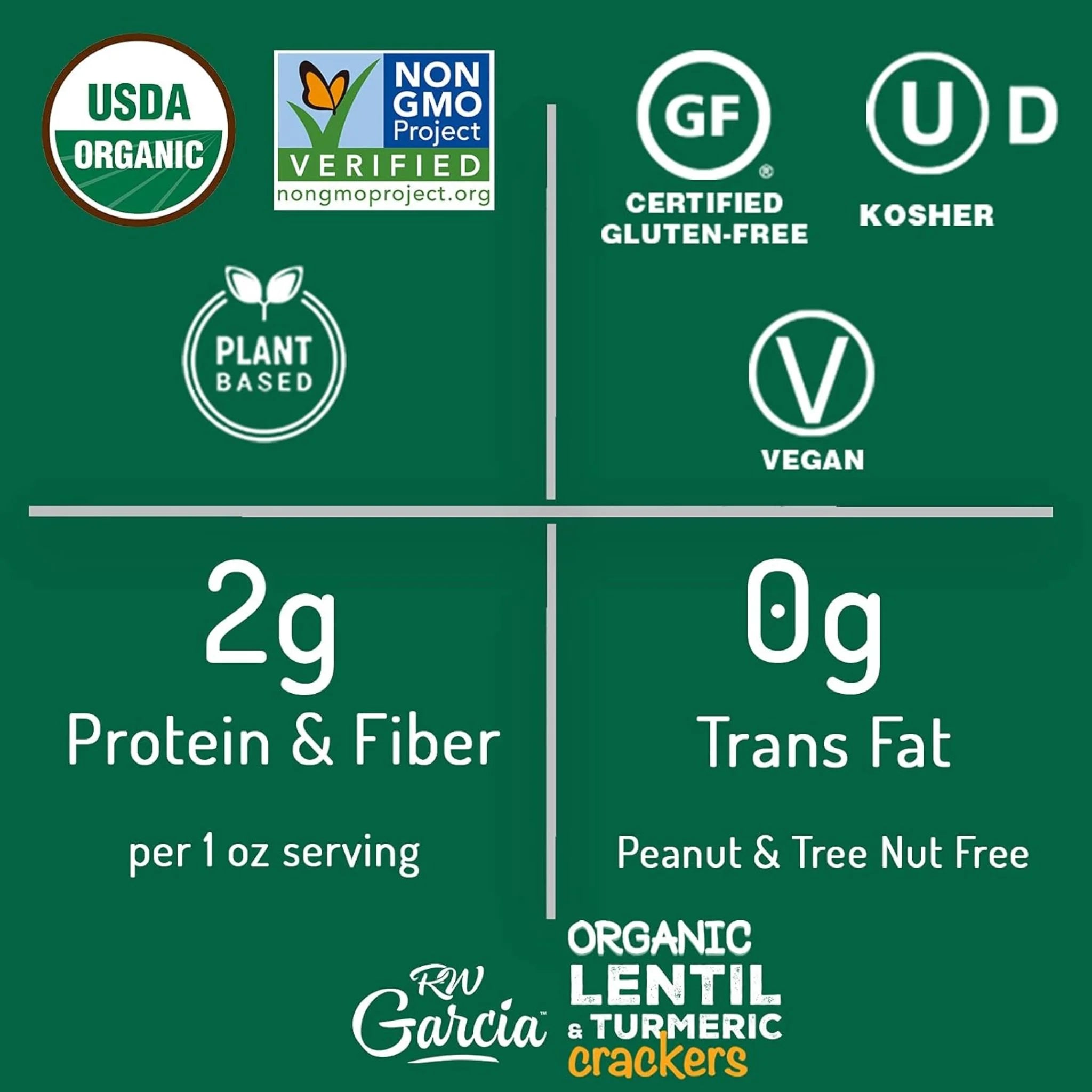 RW Garcia Crackers Lentil & Turmeric 155g - Nature's Source Inc