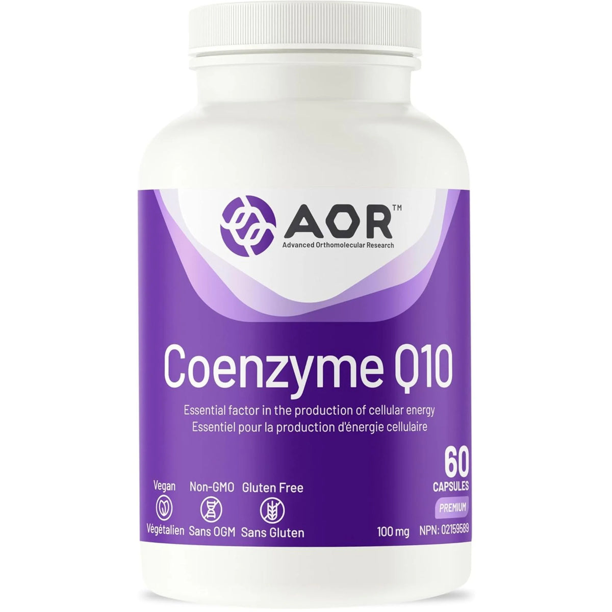 AOR Coenzyme Q10, 100mg, 60 Vegan Capsules - Nature's Source Inc