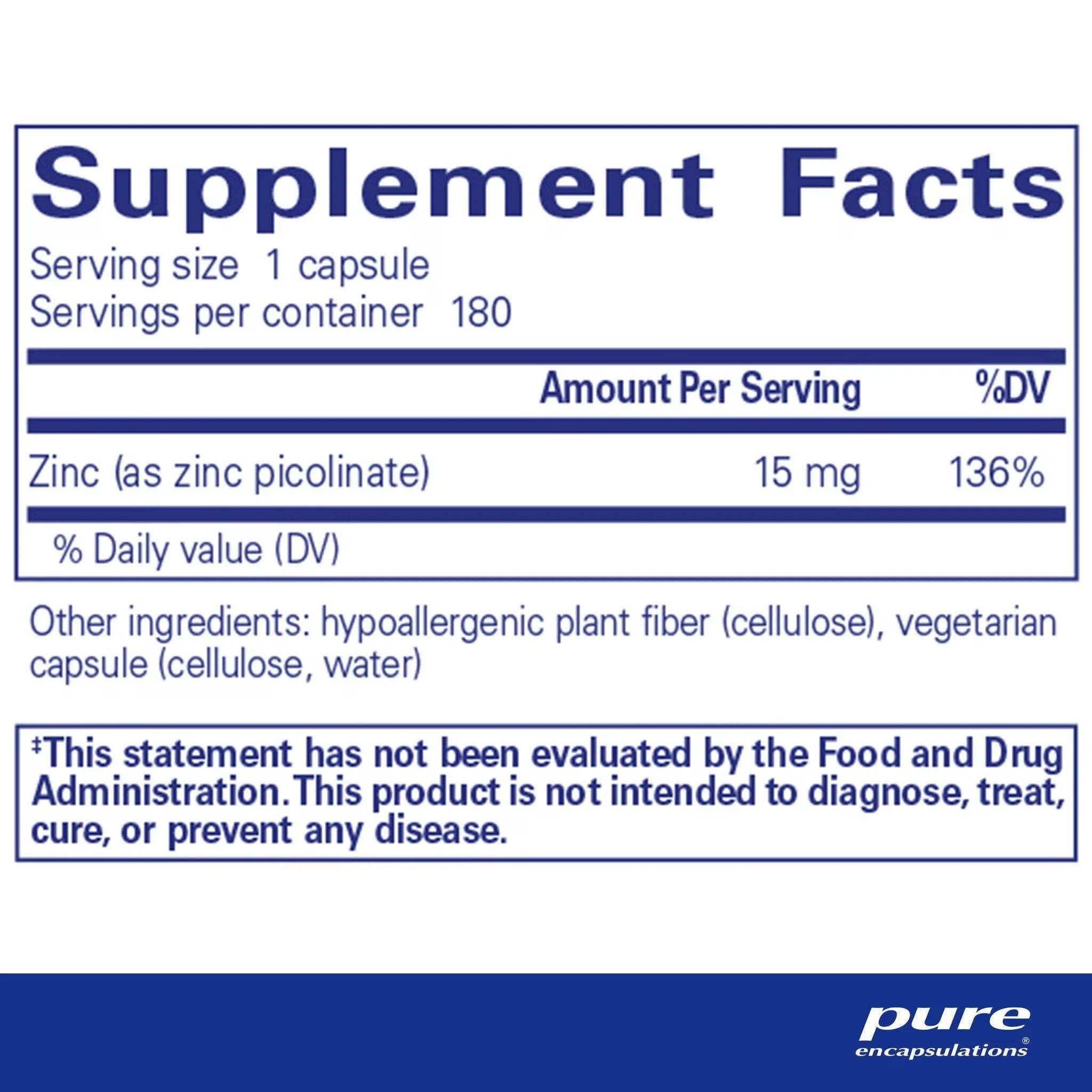 Pure Encapsulations Zinc 15 180C
