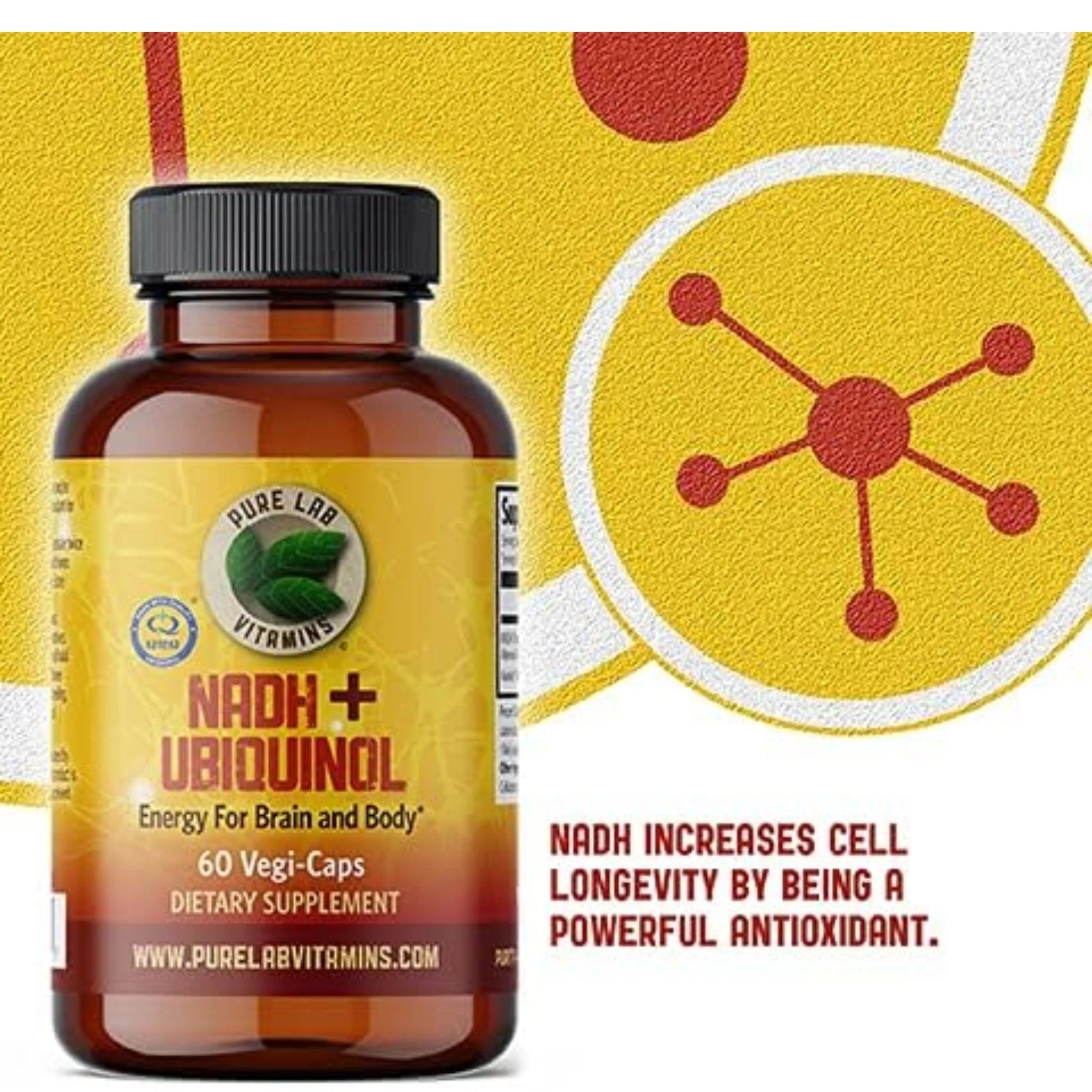 Pure Lab Vitamins NADH+Ubiquinol (60 Veg Caps)