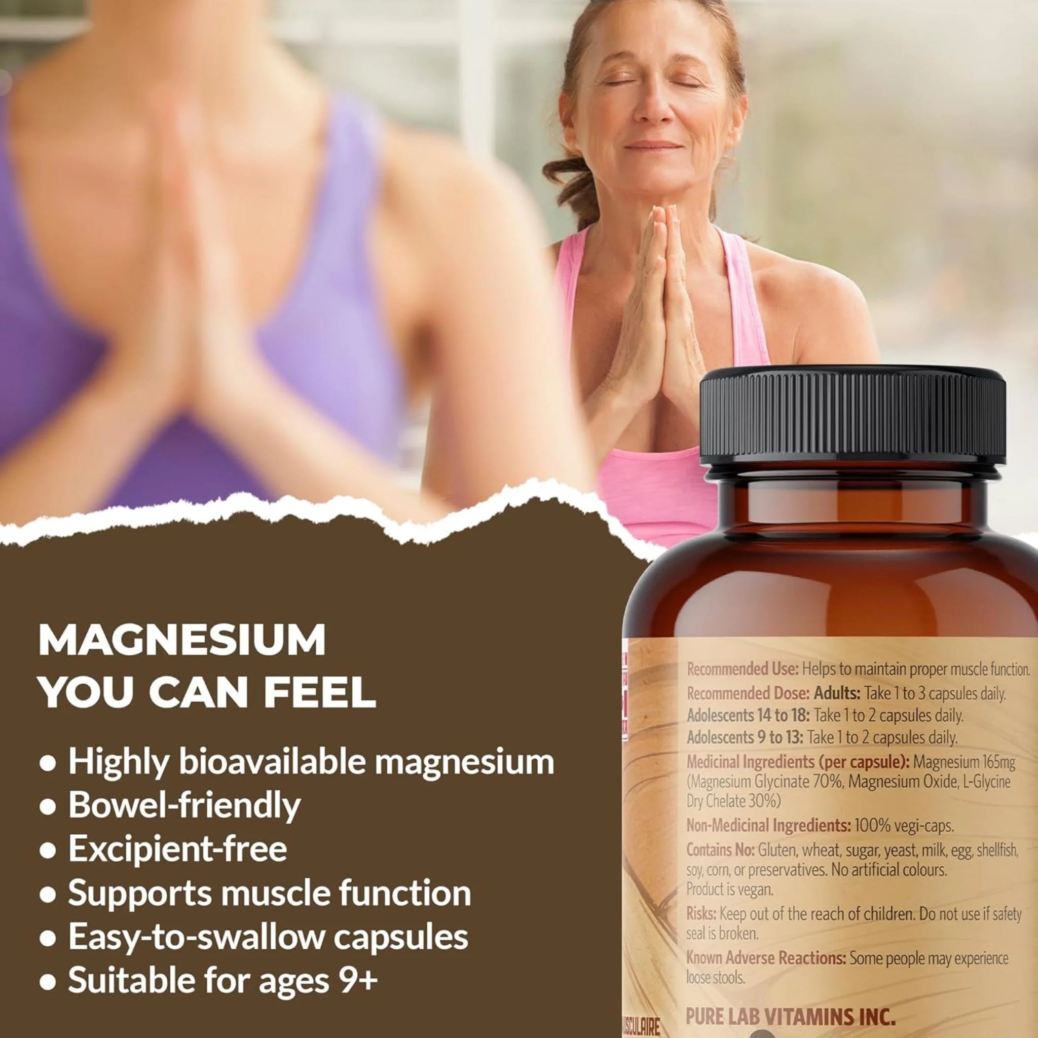 Pure Lab Vitamins Magnesium Glycinate 120 v - caps - Nature's Source Inc