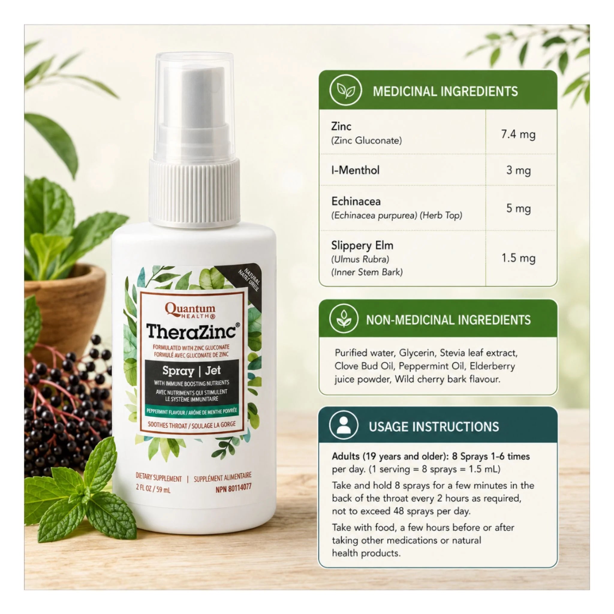 Quantum Health TheraZinc Throat Spray 59ml