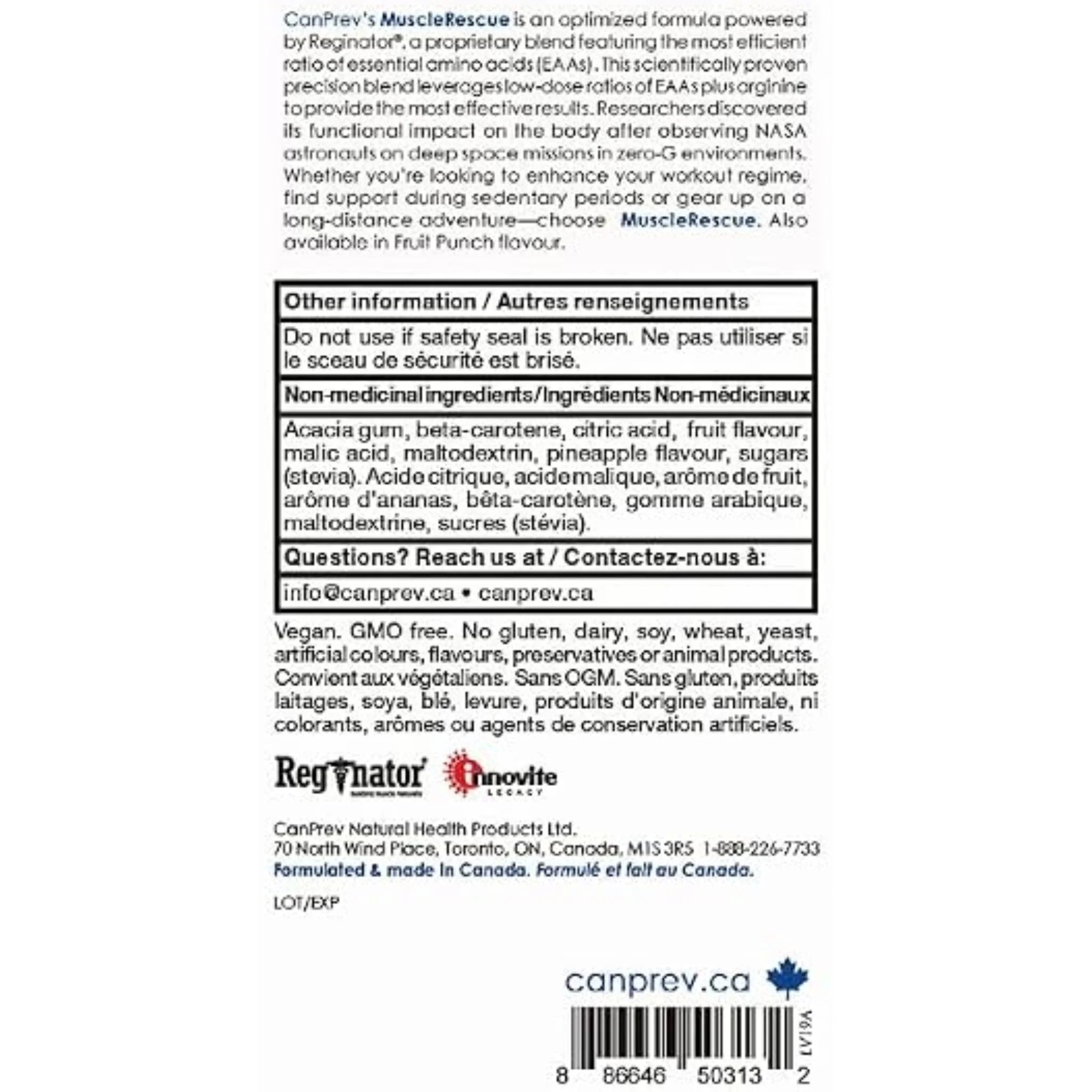 CanPrev MuscleRescue Pineapple Punch 162g - Nature's Source Inc
