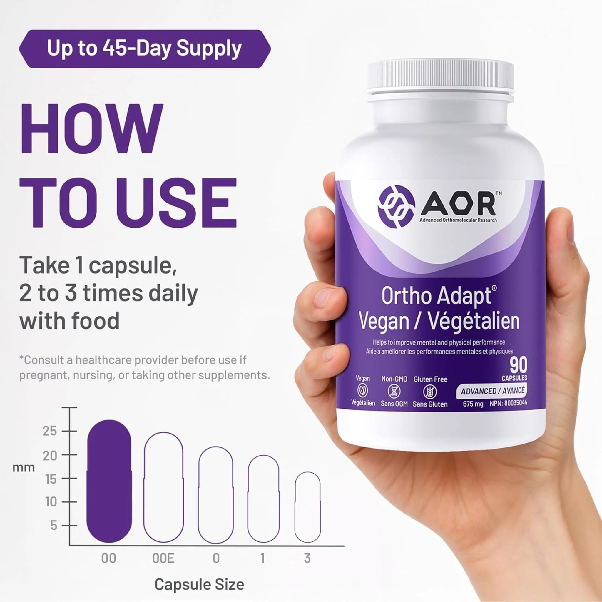 AOR Ortho Adapt Vegan (Stress Relief) 90 Veg-Caps - Nature's Source Inc