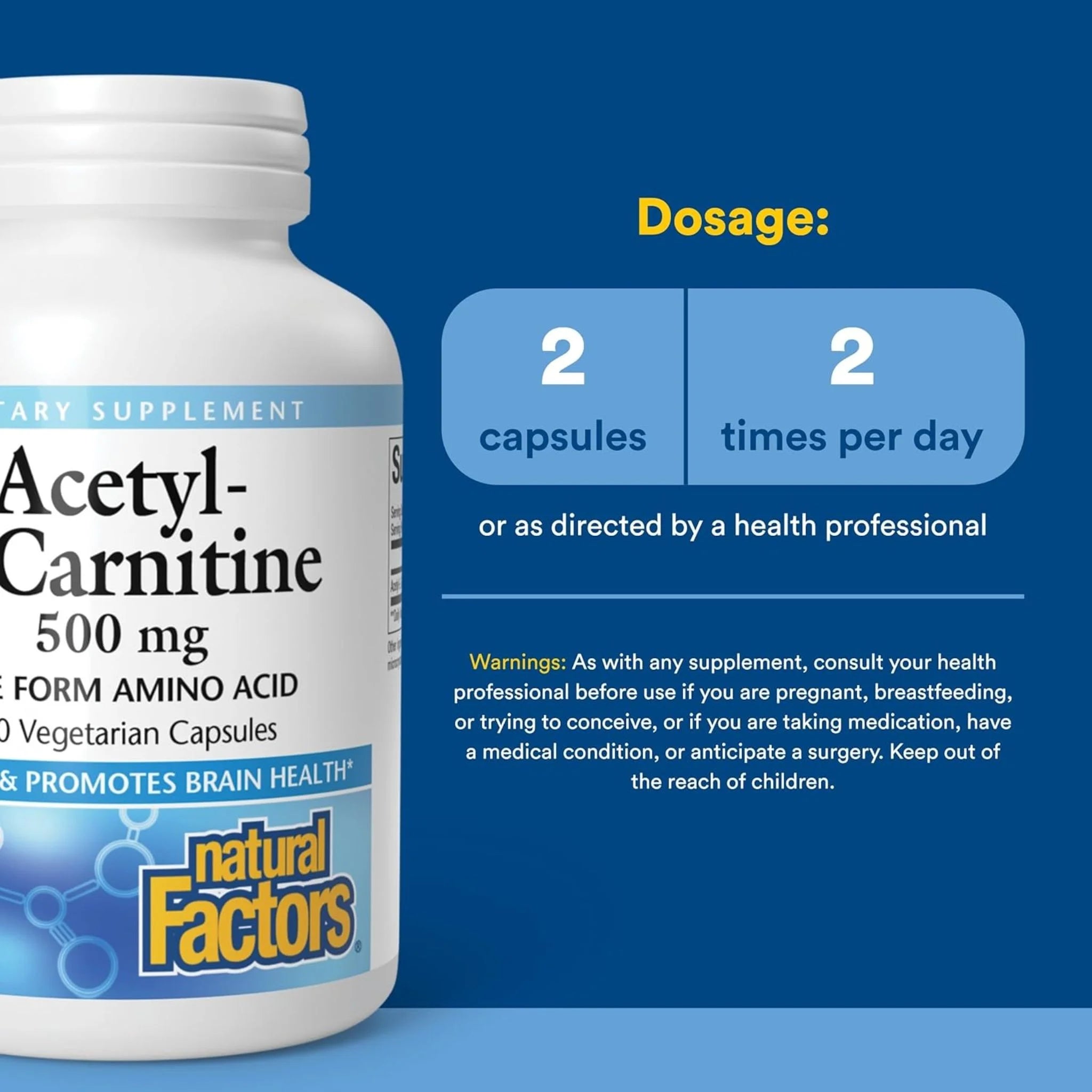 Natural Factors AcetylLCarnitine 500 mg 60vc - Nature's Source Inc