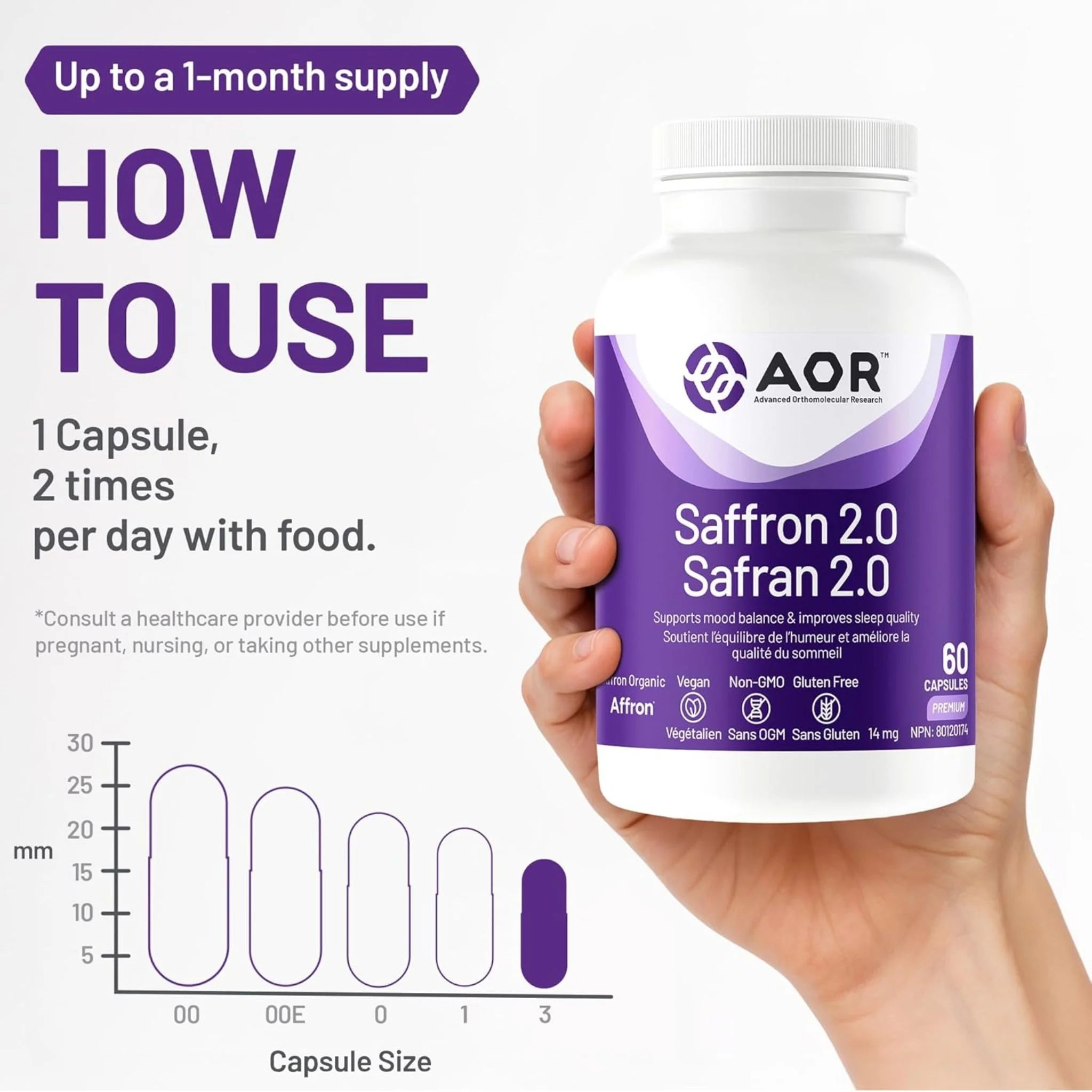 AOR Saffron 2.0 60 Capsules - Nature's Source Inc