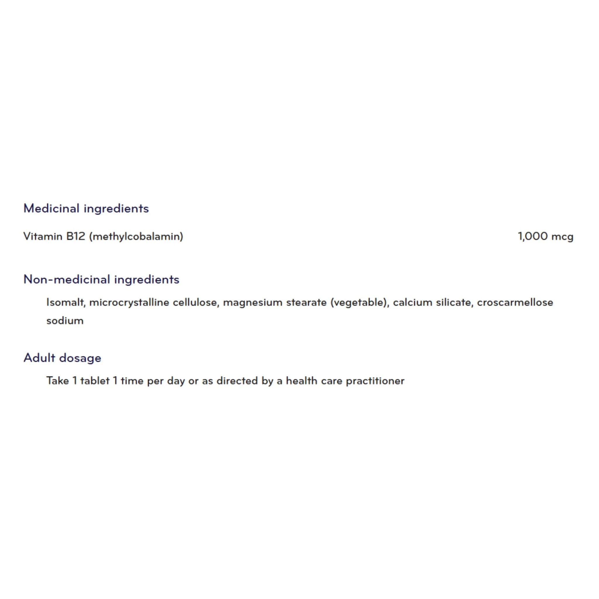 Sisu B12 1000mcg (Vitamin Supplement) - 180 Tablets - Nature's Source Inc