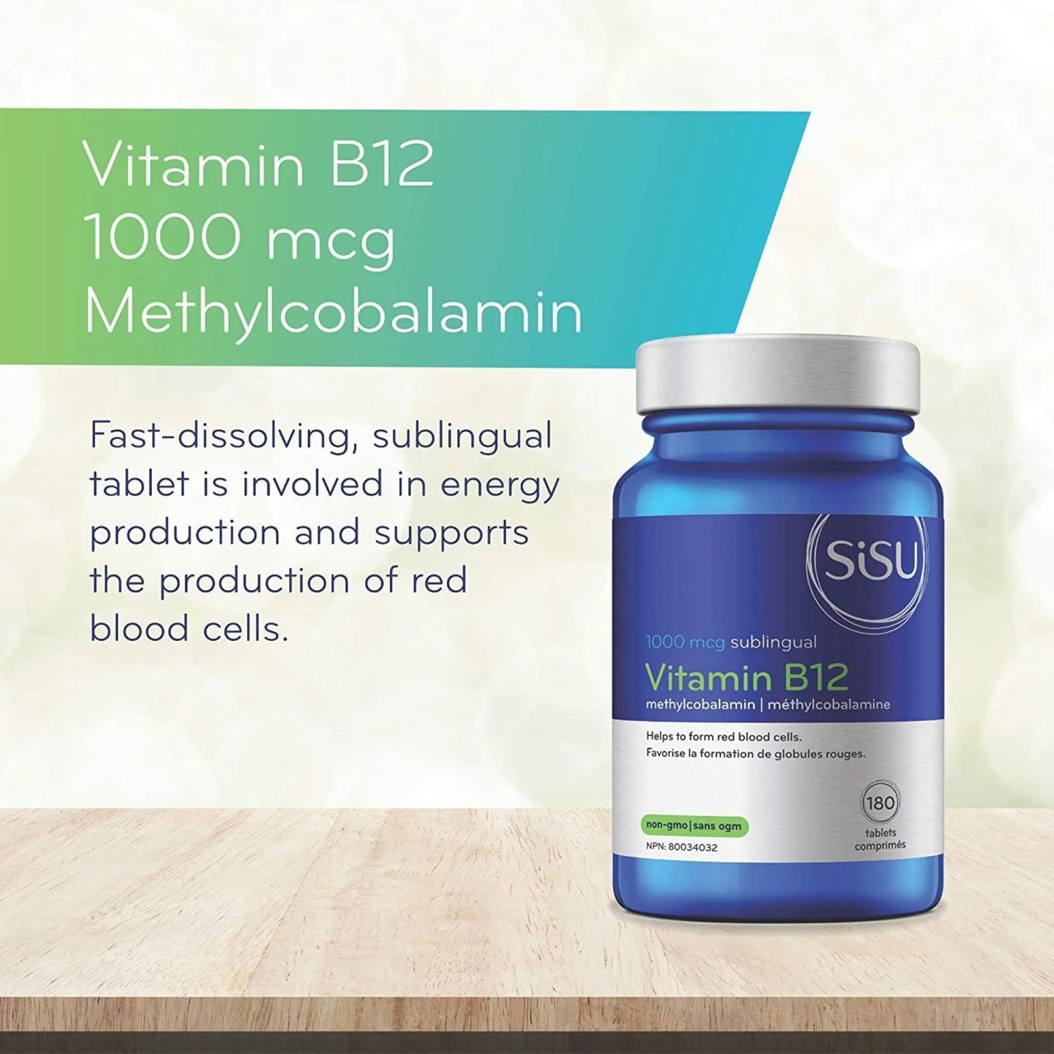 Sisu B12 1000mcg (Vitamin Supplement) - 180 Tablets - Nature's Source Inc