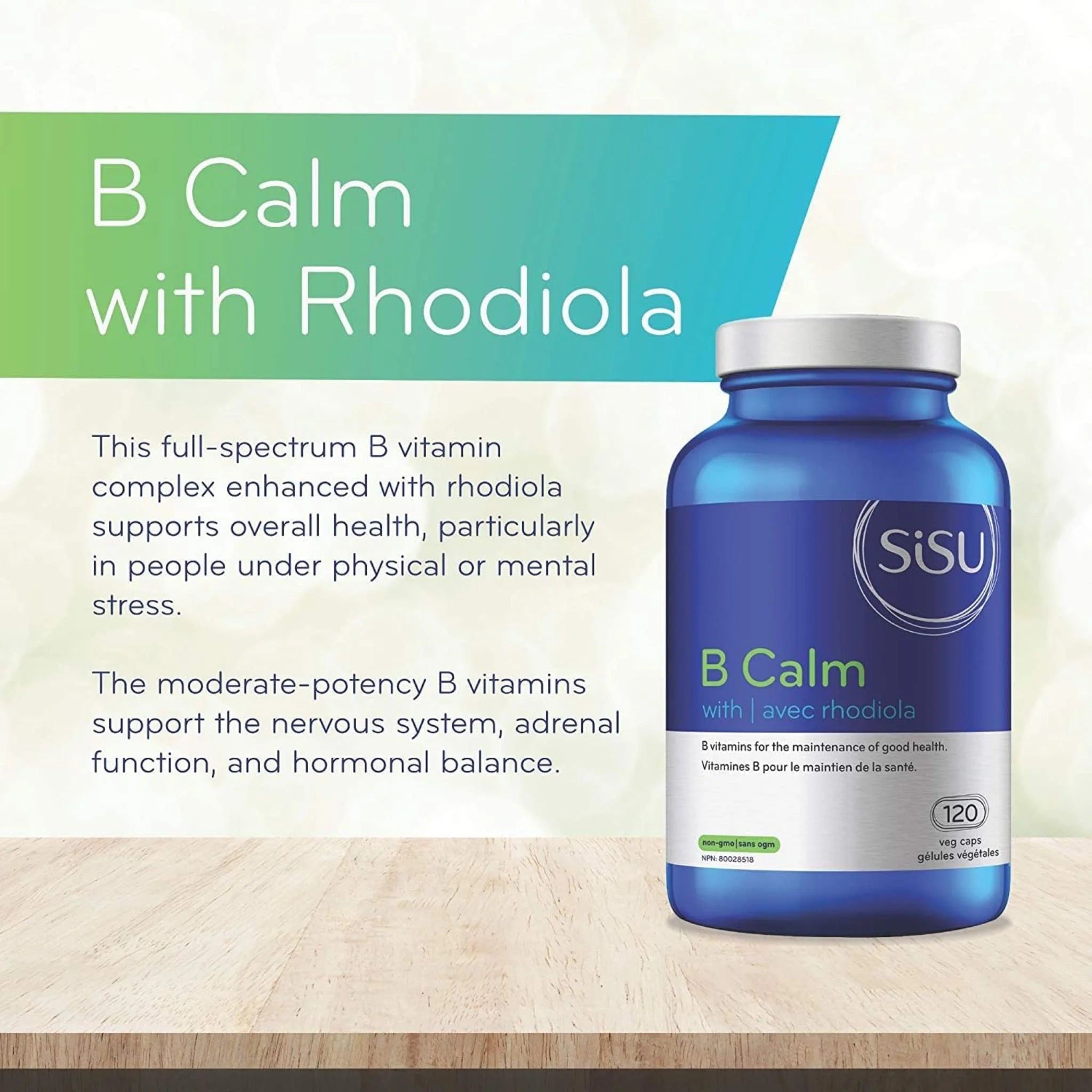Sisu B Calm w - Rhodiola - 120 Veg Capsules - Nature's Source Inc