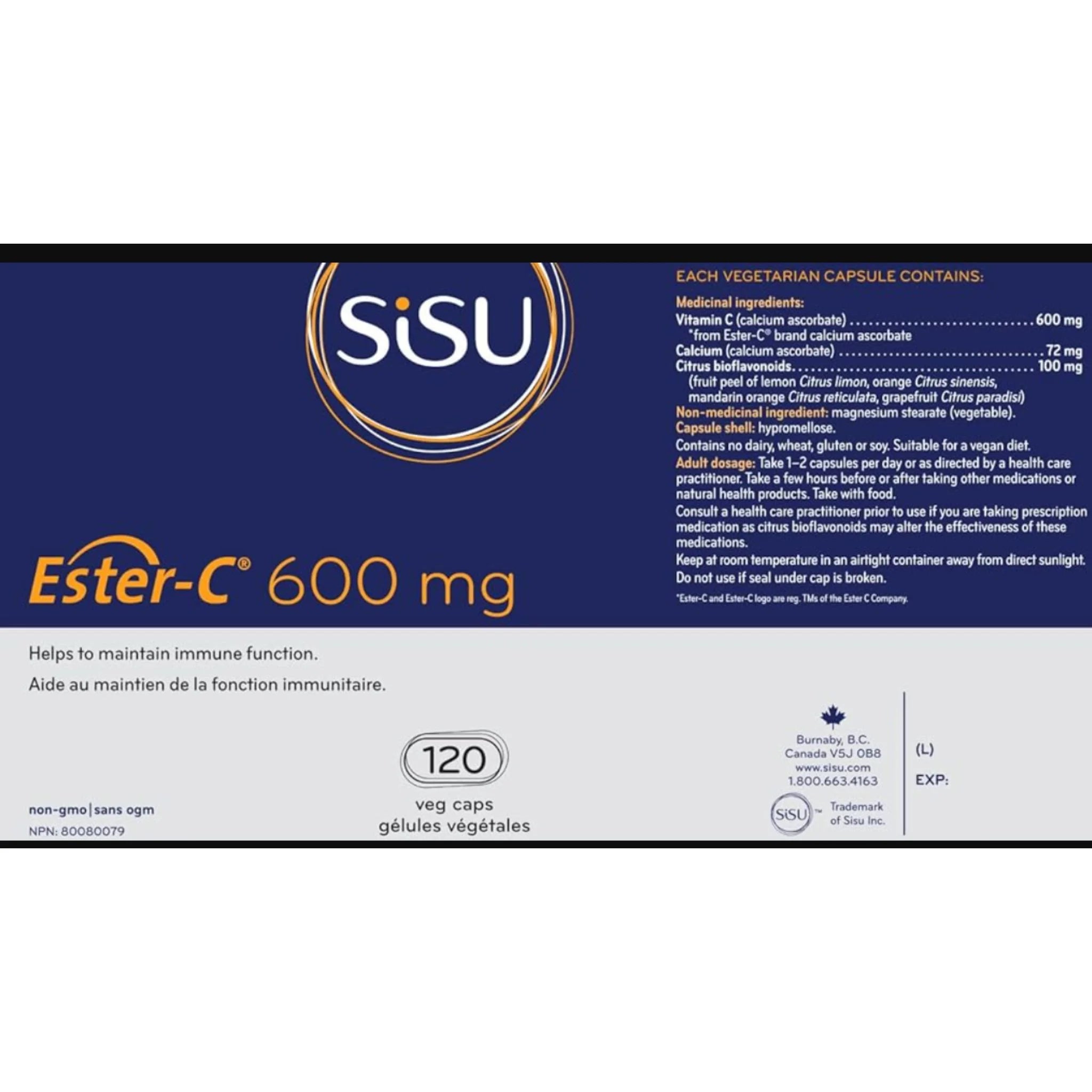 Sisu Ester - C Vitamin C 600 mg 120 Veg - Caps - Nature's Source Inc