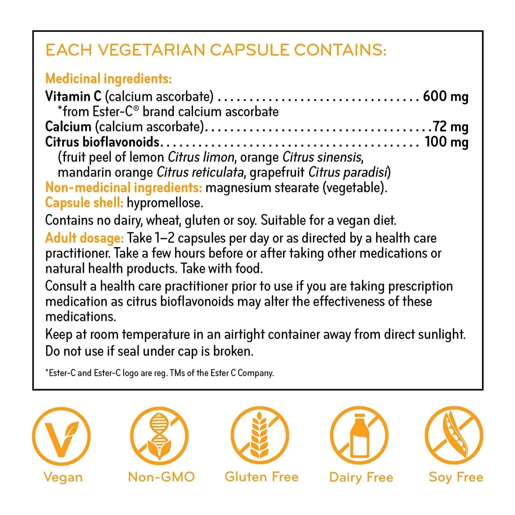 Sisu Ester - C Vitamin C 600 mg 120 Veg - Caps - Nature's Source Inc