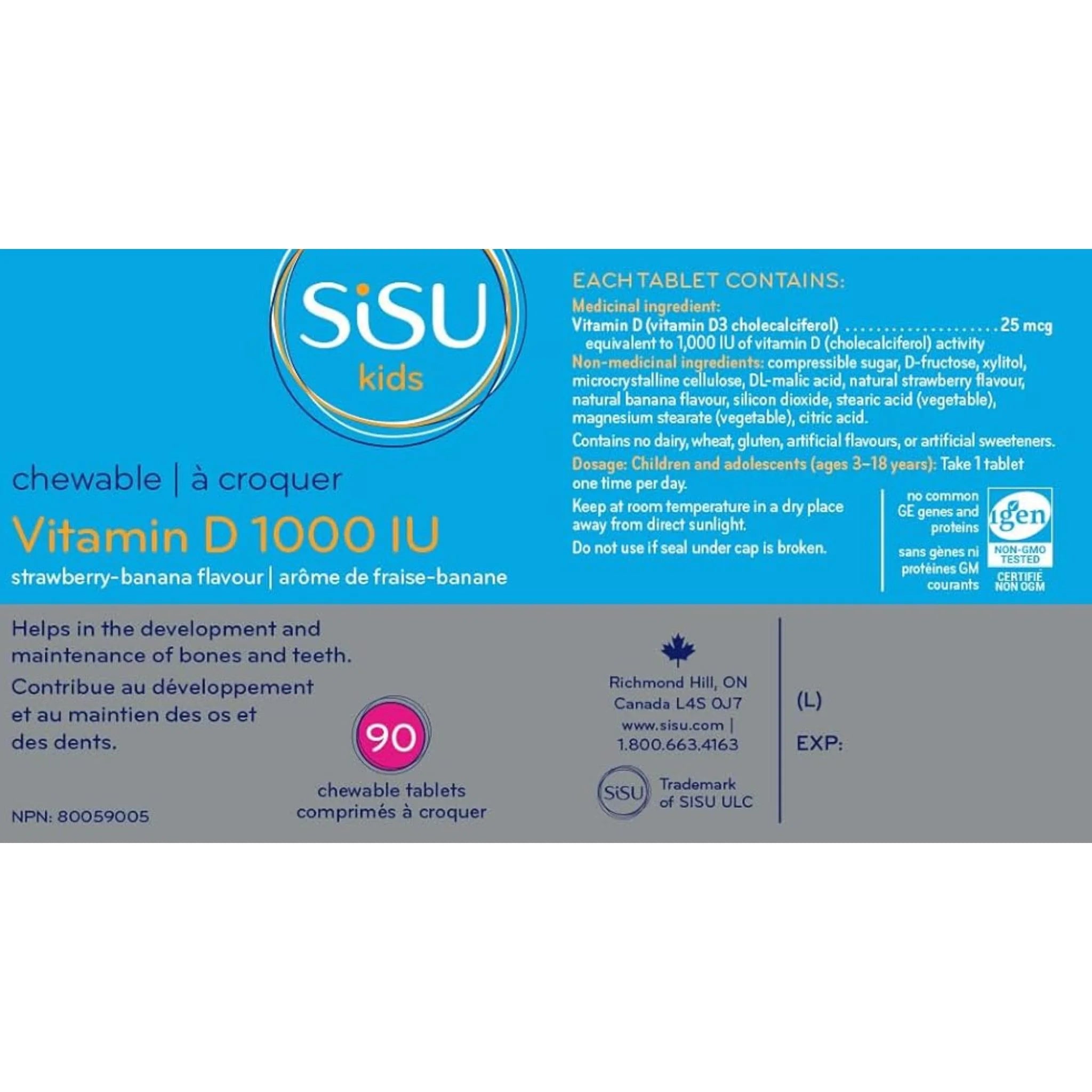 Sisu Kids Vitamin D 90 Chewable Tablets