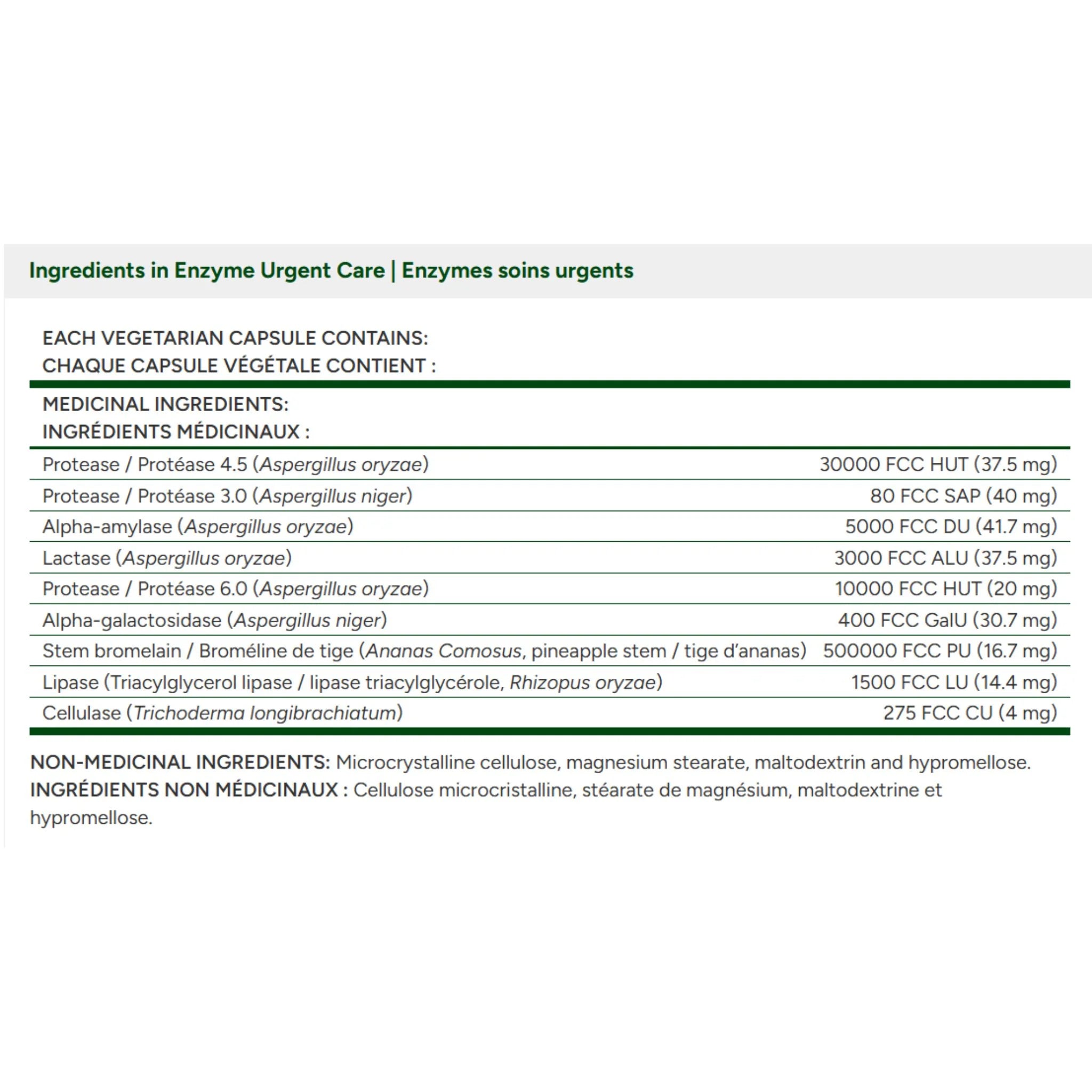 Flora Udo's Urgent Care Enzyme 120 Veg Capsules