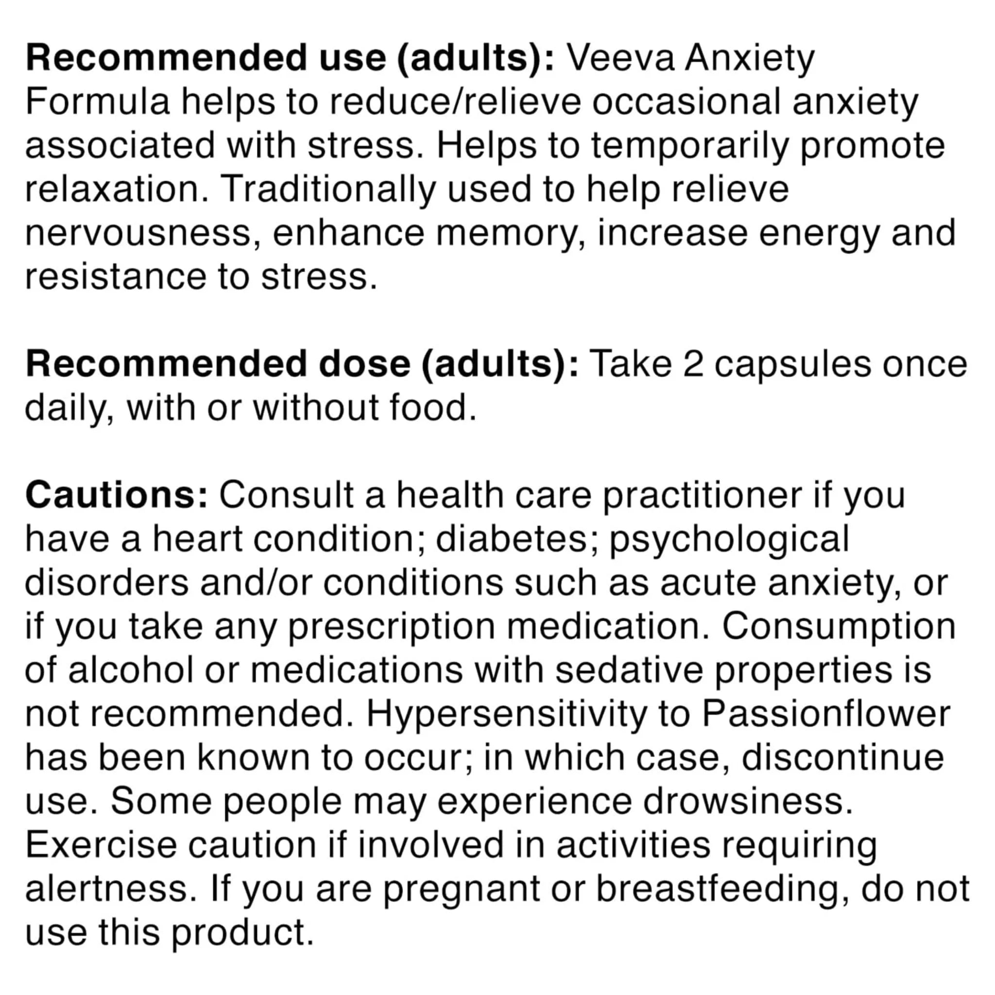 Veeva Anxiety Formula - 60 Veg Capsules