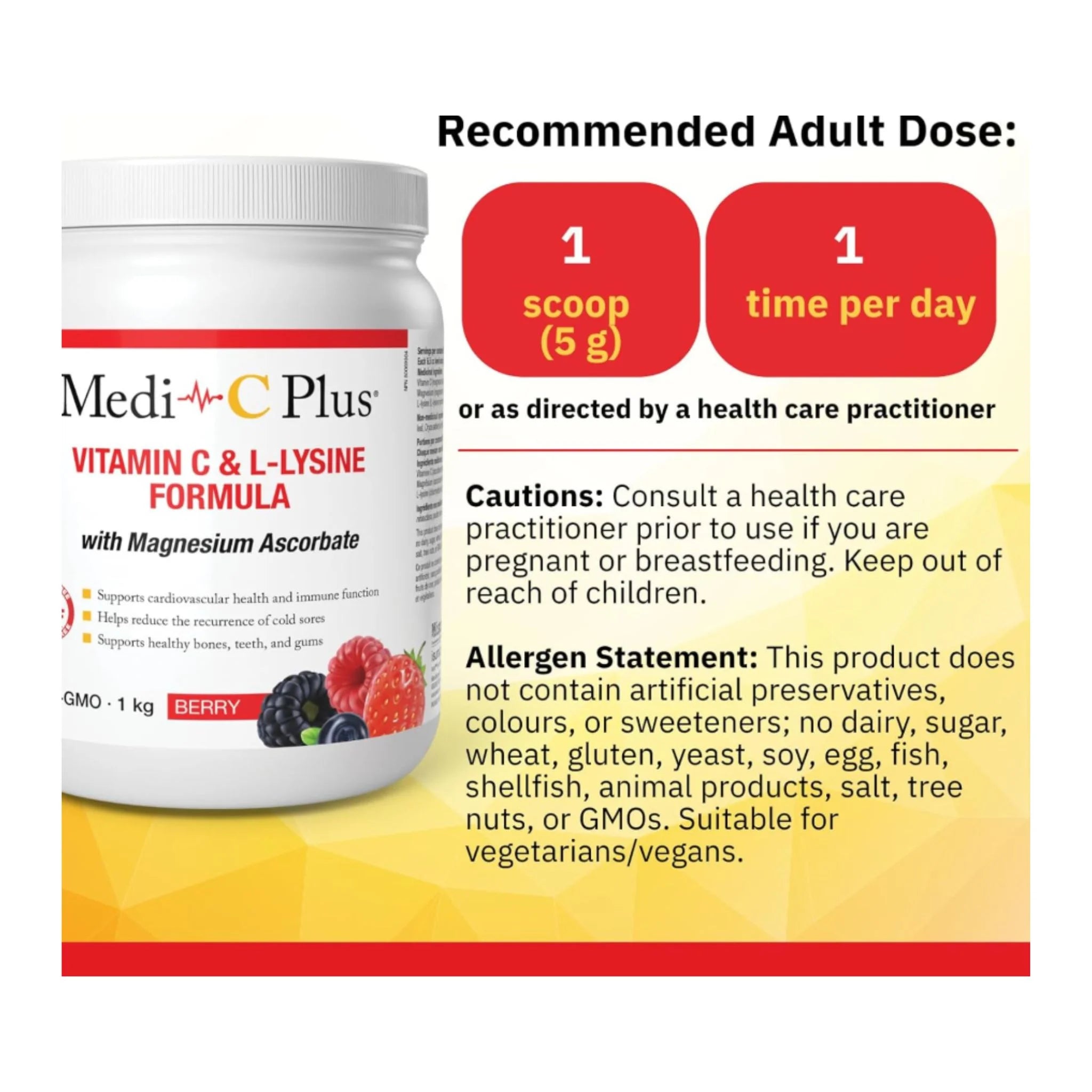 Medi - C Plus With Magnesium Ascorbate Berry 1kg - Nature's Source Inc