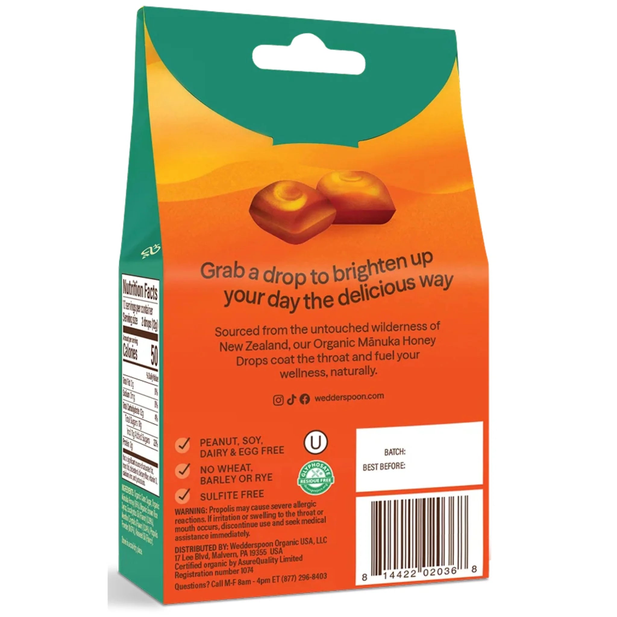 Wedderspoon Manuka Honey Drops (Eucalyptus with Bee Propolis) - 120g
