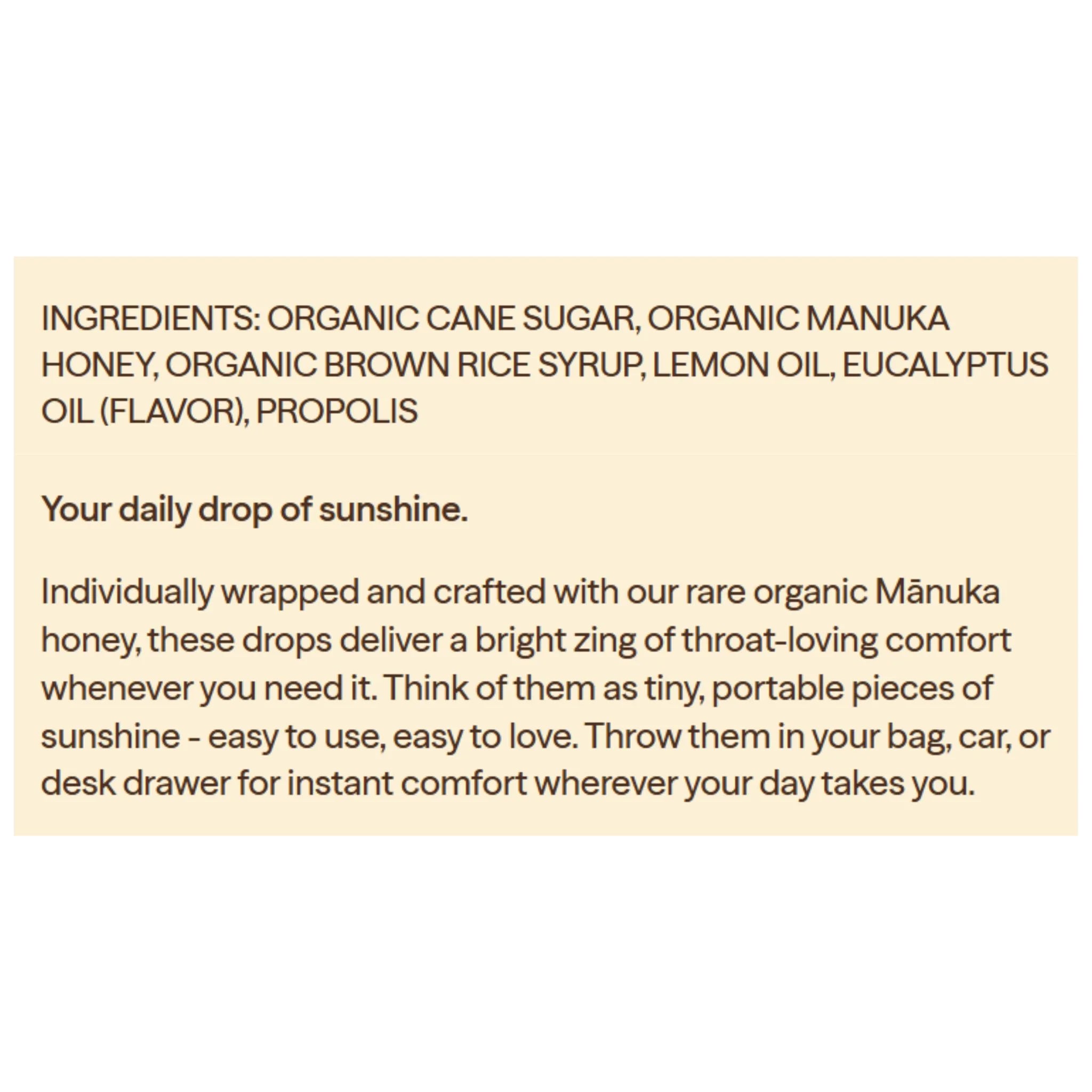 Wedderspoon Manuka Honey Drops (Lemon with Bee Propolis) - 120g