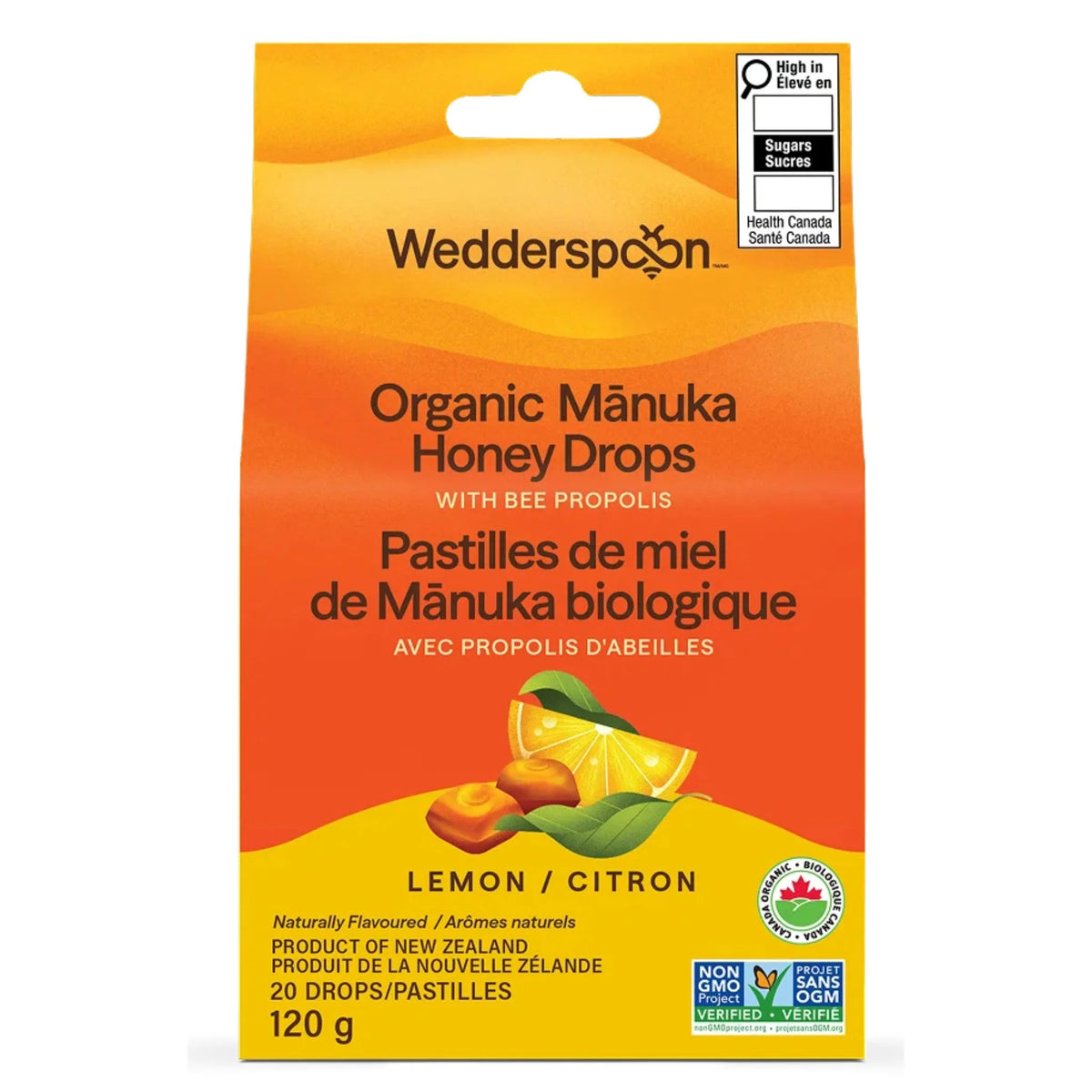 Wedderspoon Manuka Honey Drops (Lemon with Bee Propolis) - 120g