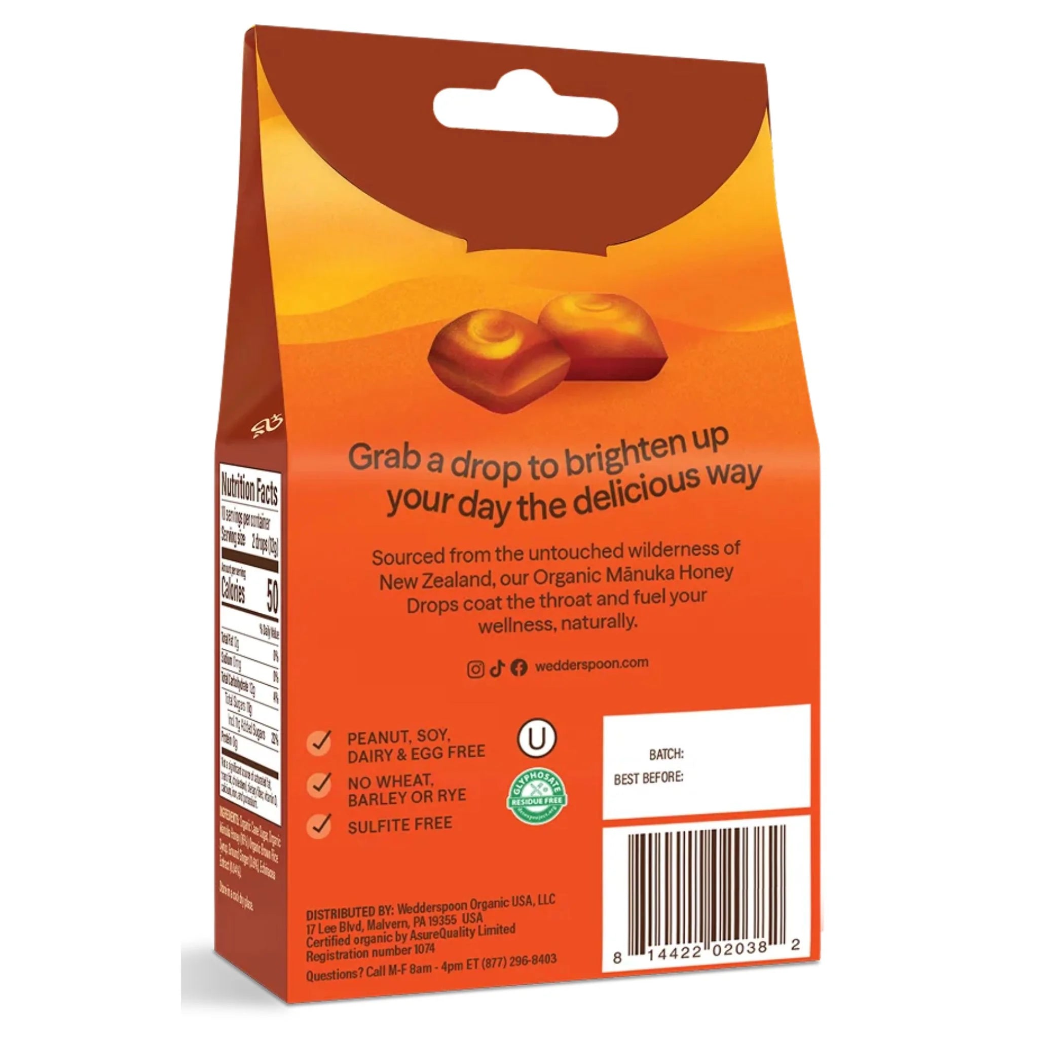 Wedderspoon Manuka Ginger Honey Drops 120g