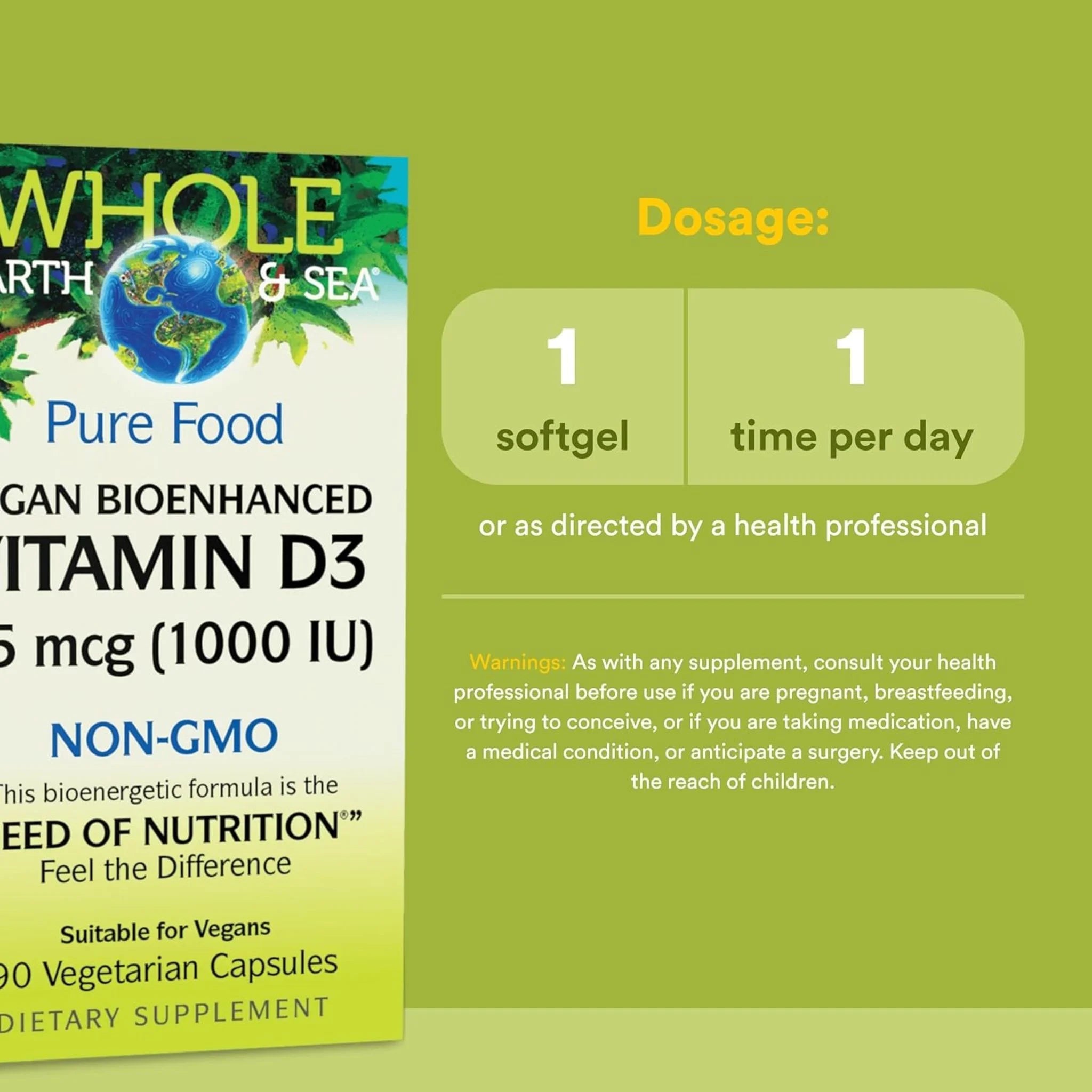 Natural Factors Vegan Vitamin D3 1000 IU - 90 Veggie Capsules