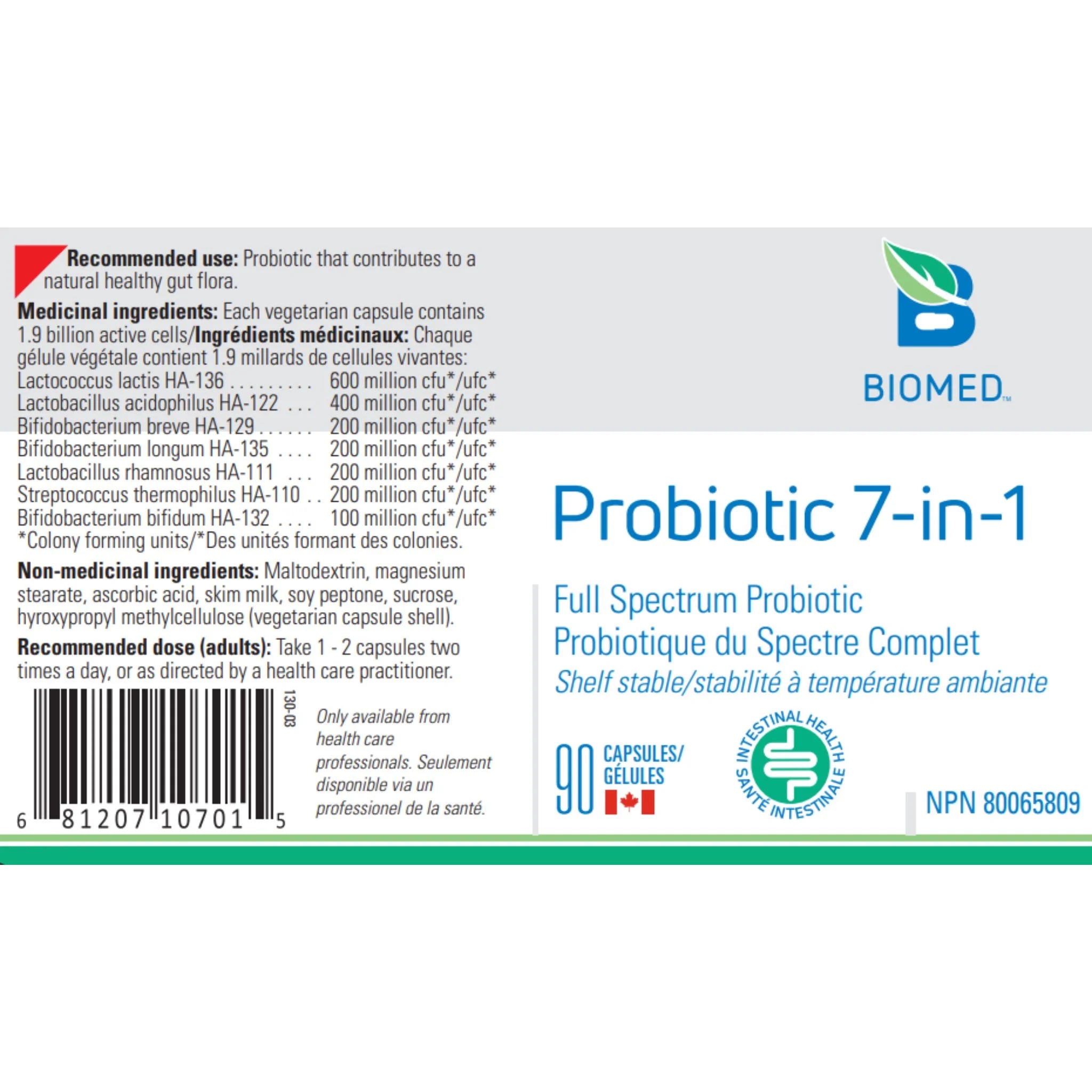 Biomed Probiotic 7 - in - 1 90 Capsules - Nature's Source Inc