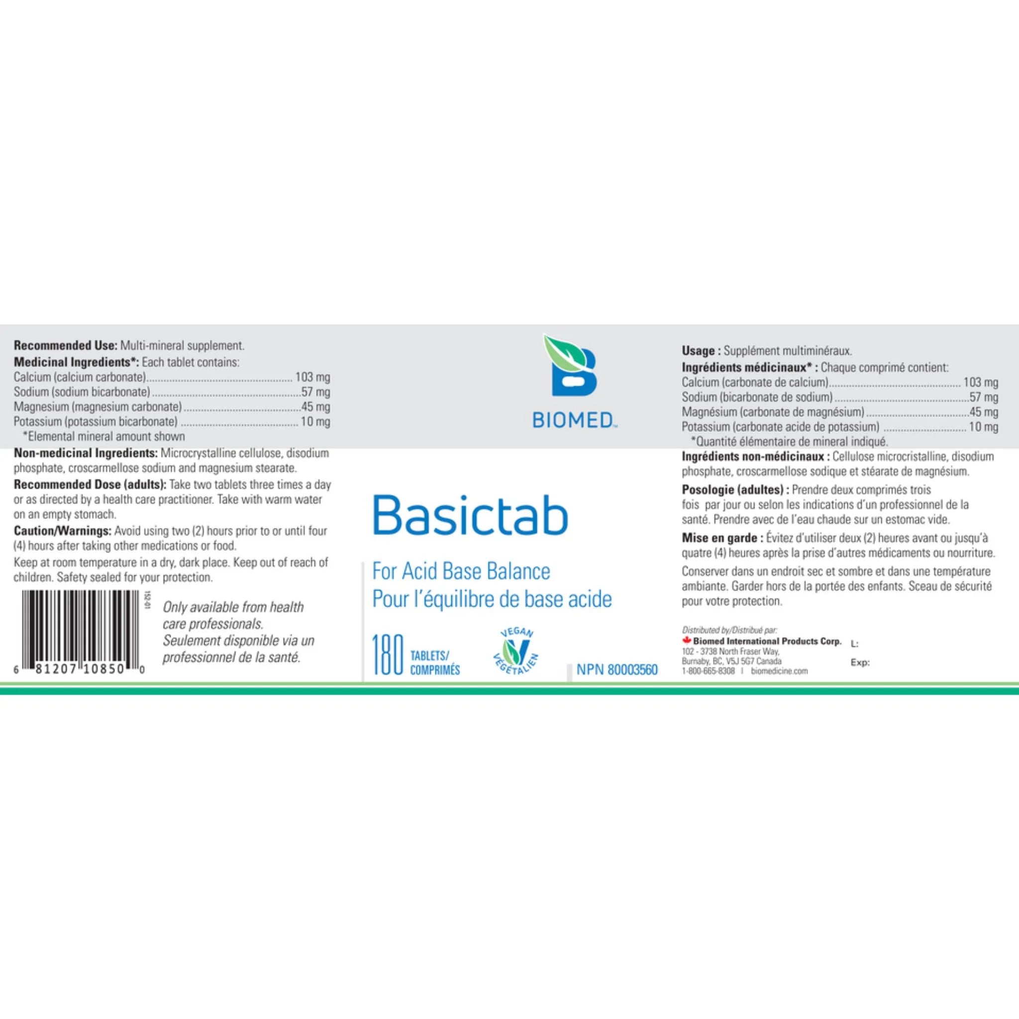 Biomed Basictab (180 Tablets) - Nature's Source Inc