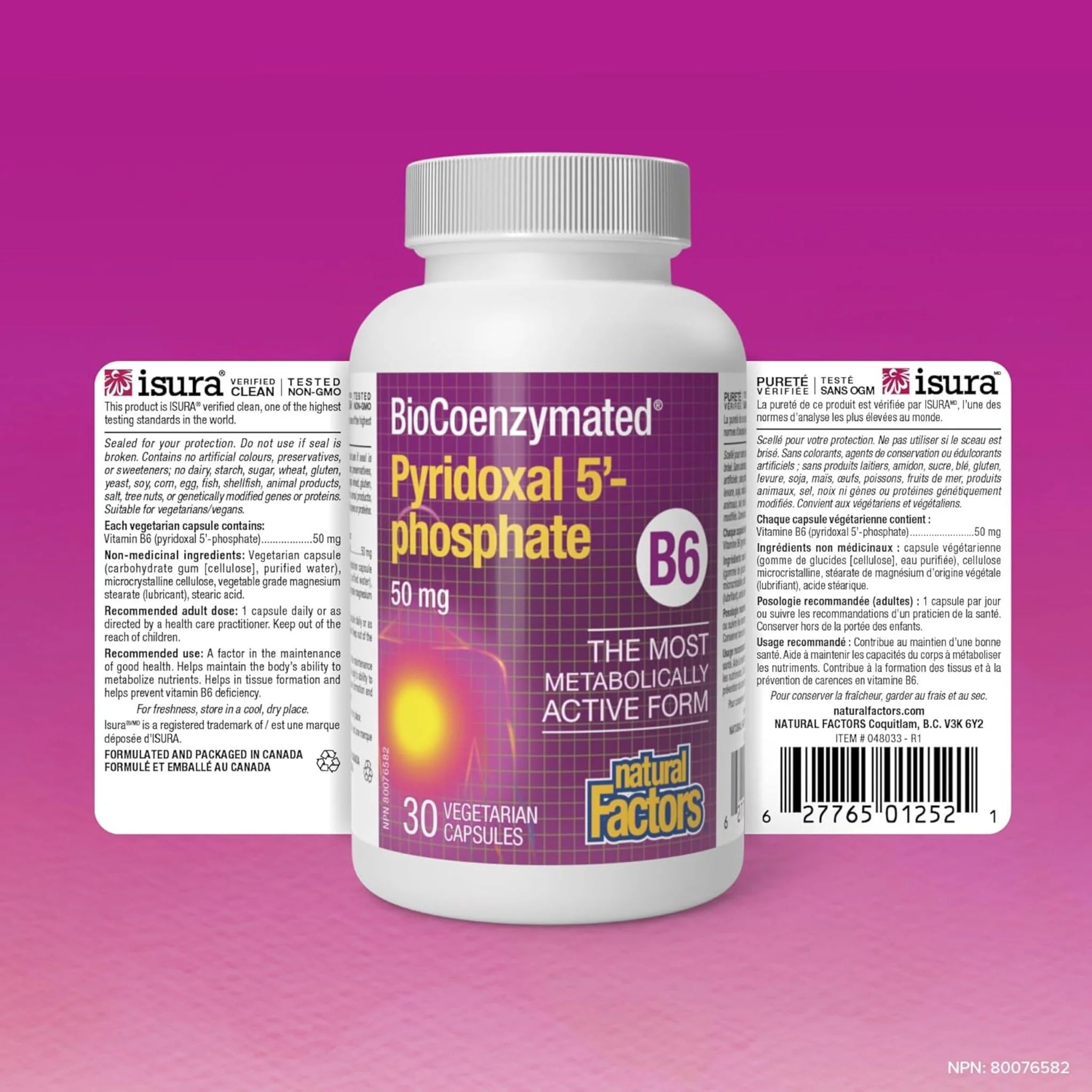 Natural Factors BioCoenzymated Pyridoxal 5 Phosphate 50 mg 30 vcaps