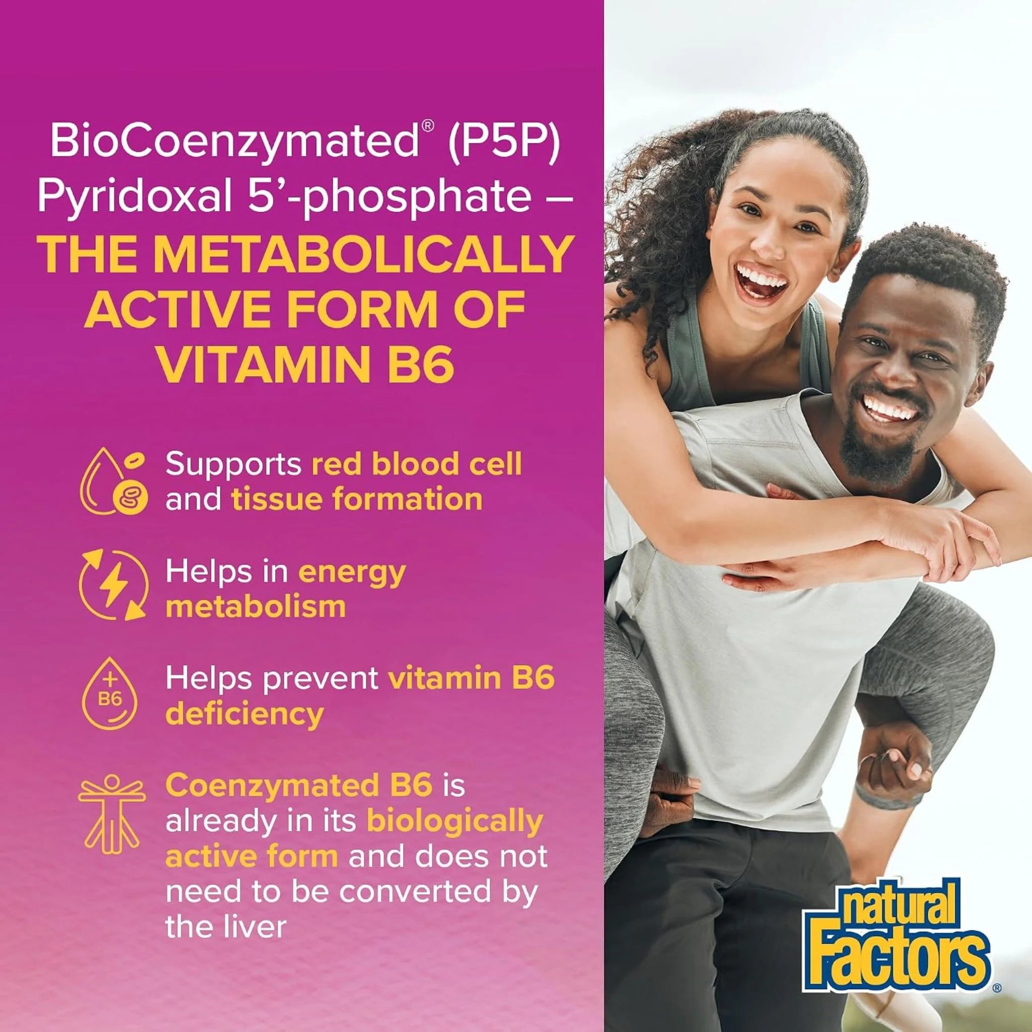 Natural Factors BioCoenzymated Pyridoxal 5 Phosphate 50 mg 30 vcaps